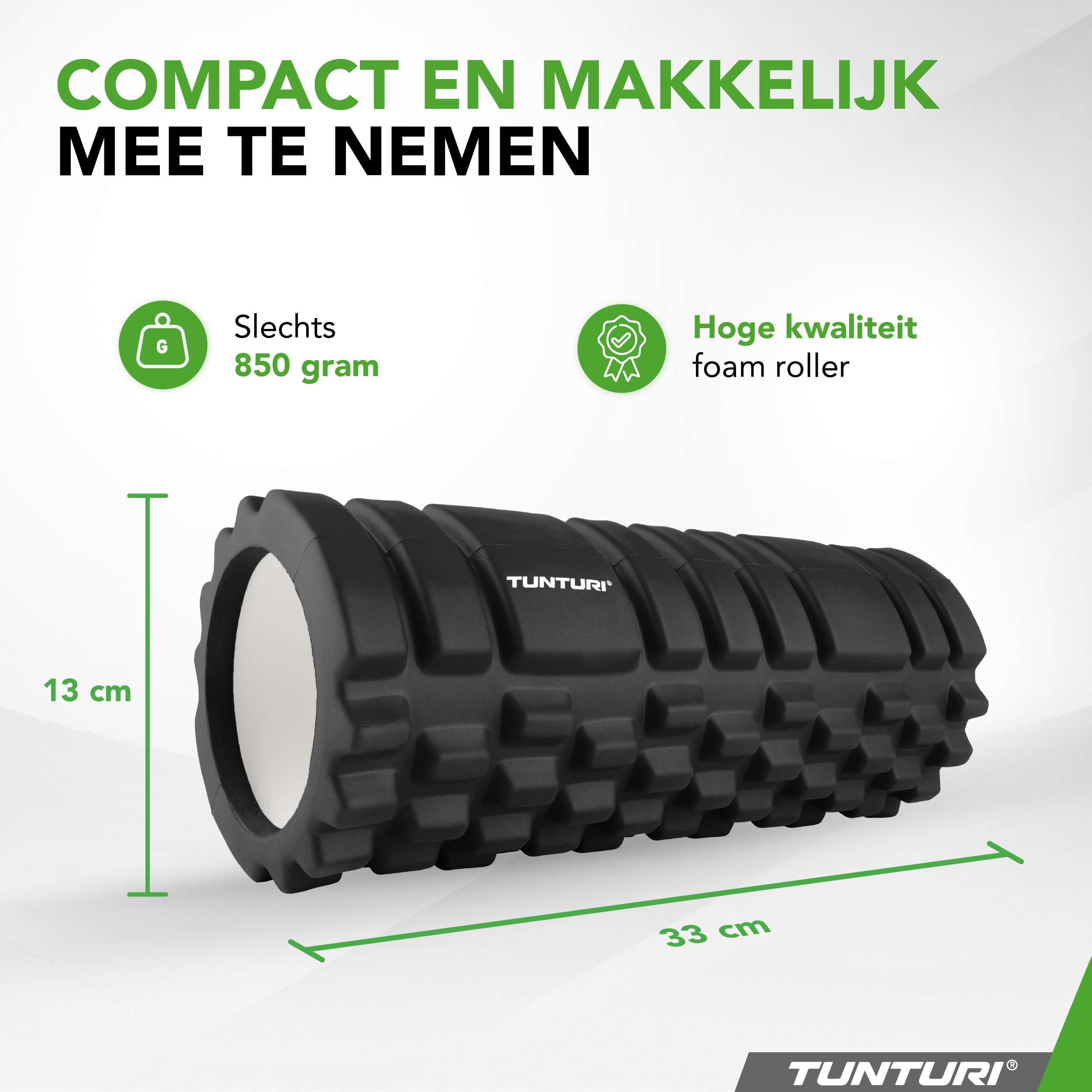 Tunturi Yoga Grid Foam Roller, 33cm, Black afbeelding 3