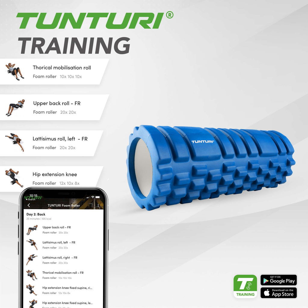 Tunturi Yoga Grid Foam Roller, 33cm, Blue afbeelding 2