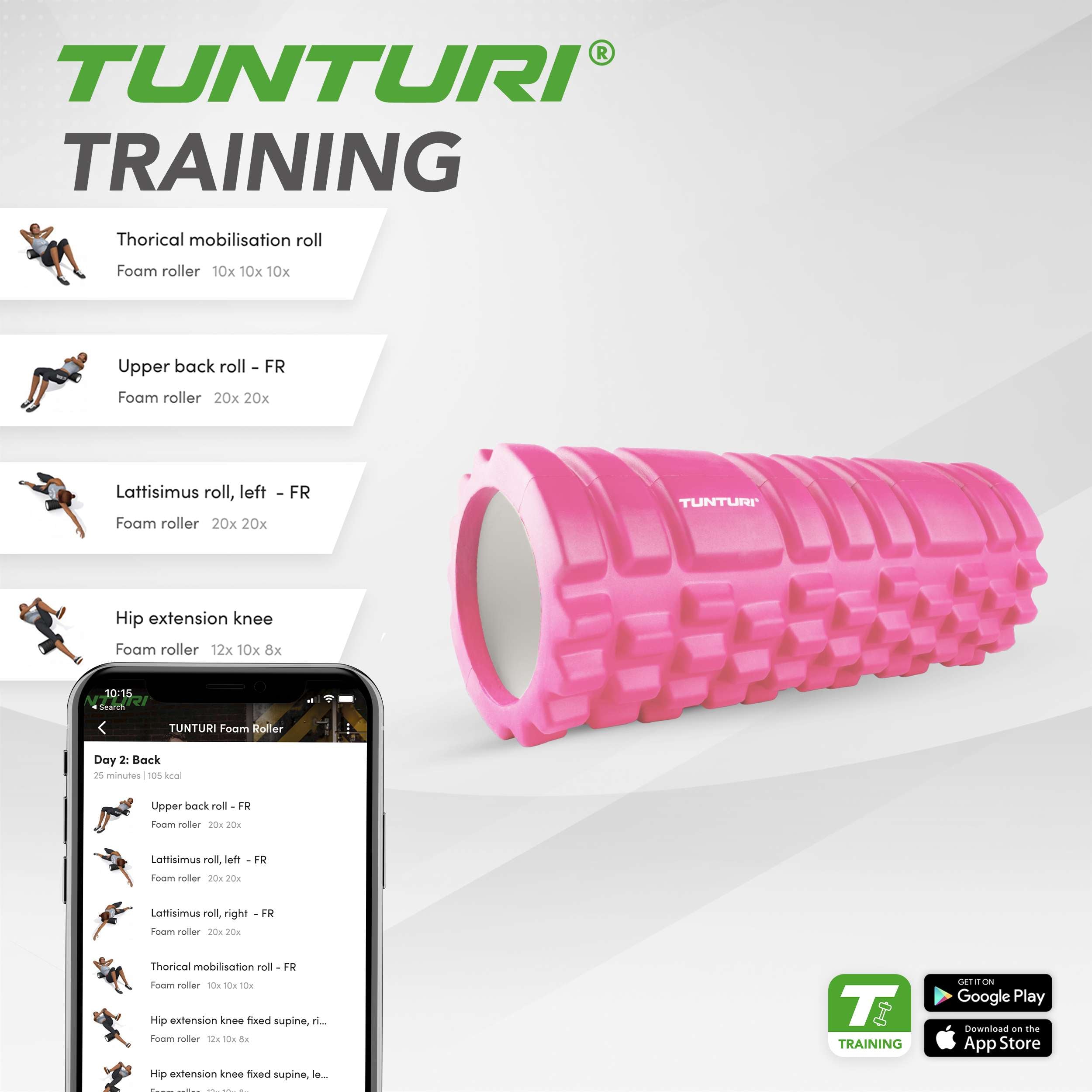 Tunturi Yoga Grid Foam Roller, 33cm, Pink afbeelding 10