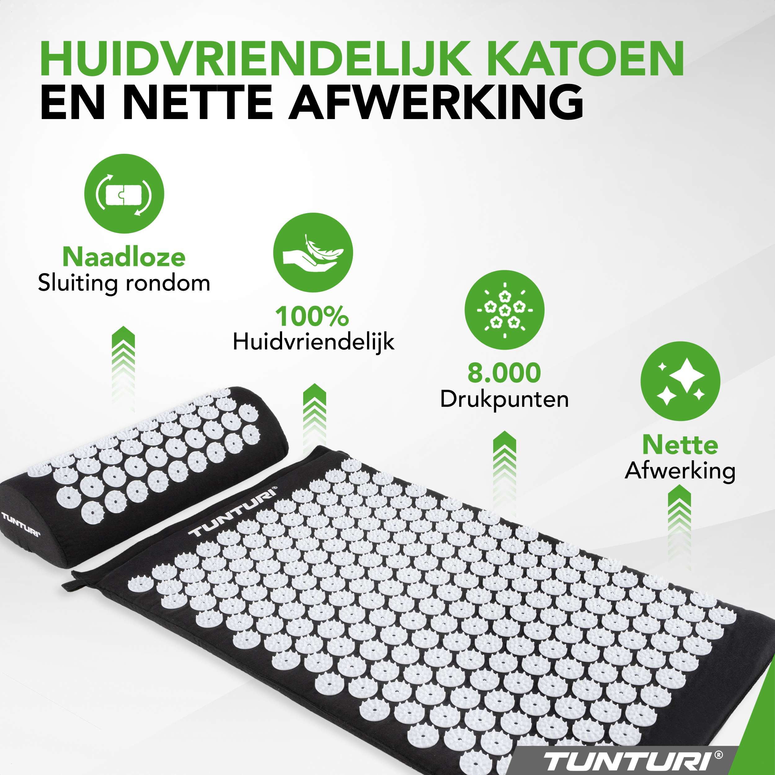 Tunturi Acupressure Mat And Pillow, Black afbeelding 5