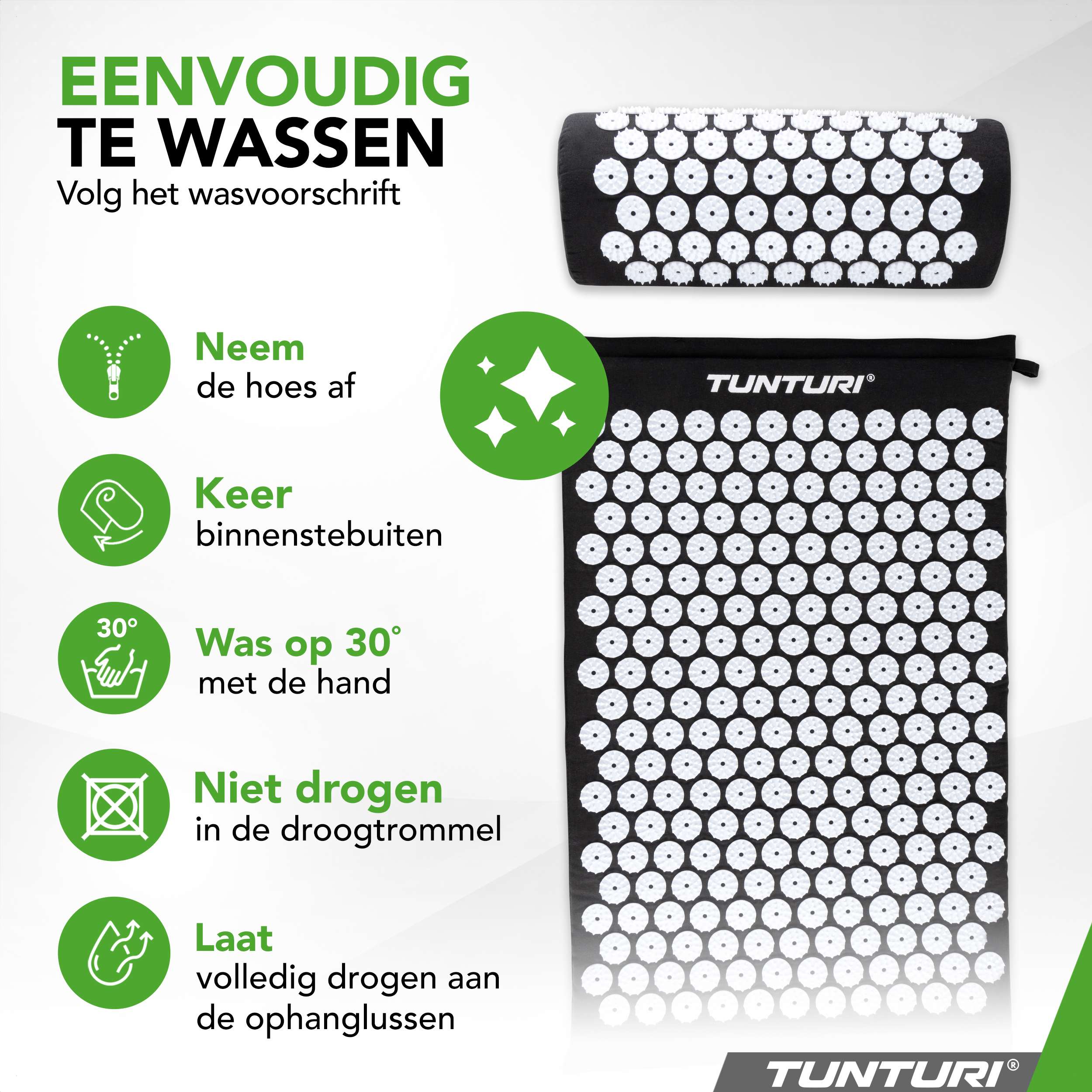 Tunturi Acupressure Mat And Pillow, Black afbeelding 4