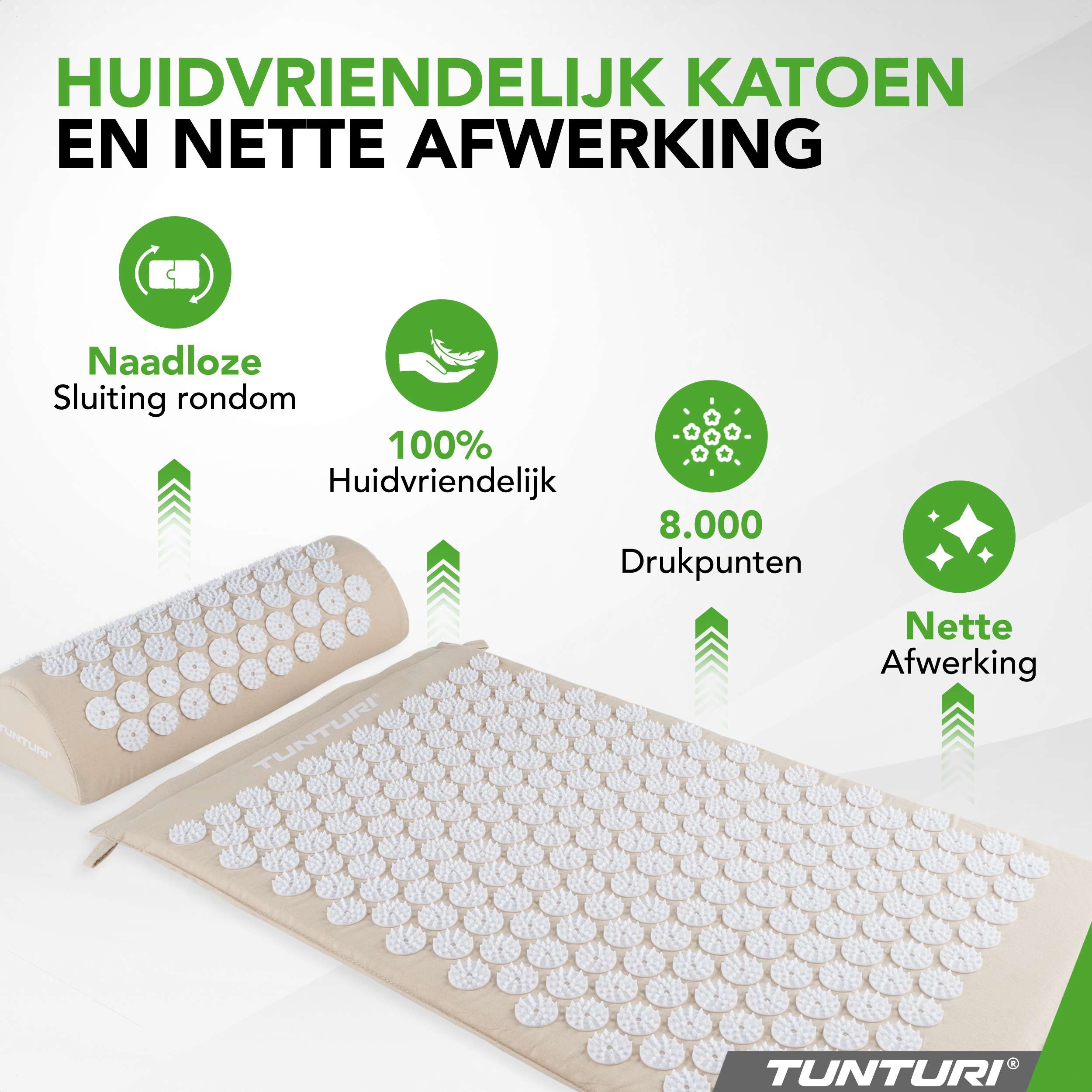 Tunturi Acupressure Mat And Pillow, Beige afbeelding 5