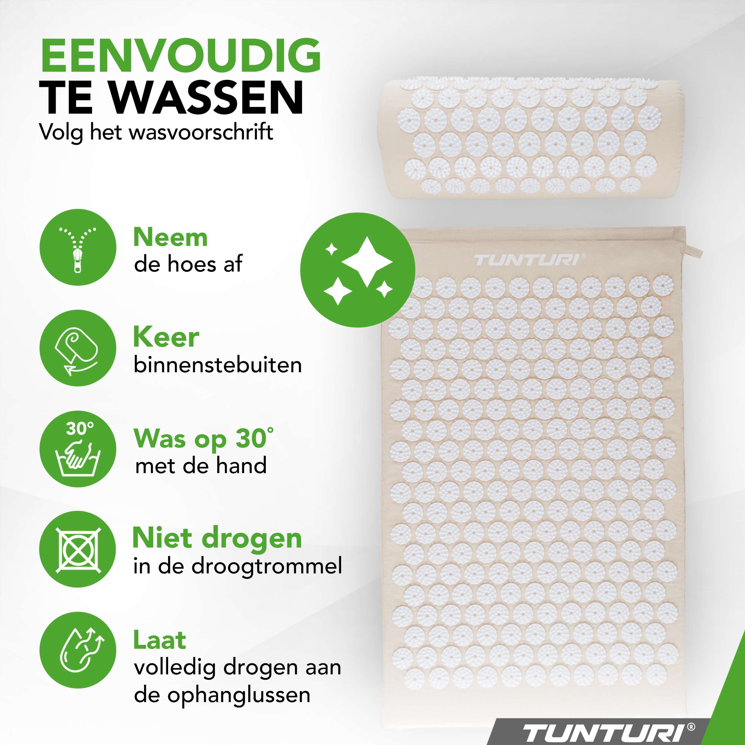 Tunturi Acupressure Mat And Pillow, Beige afbeelding 4