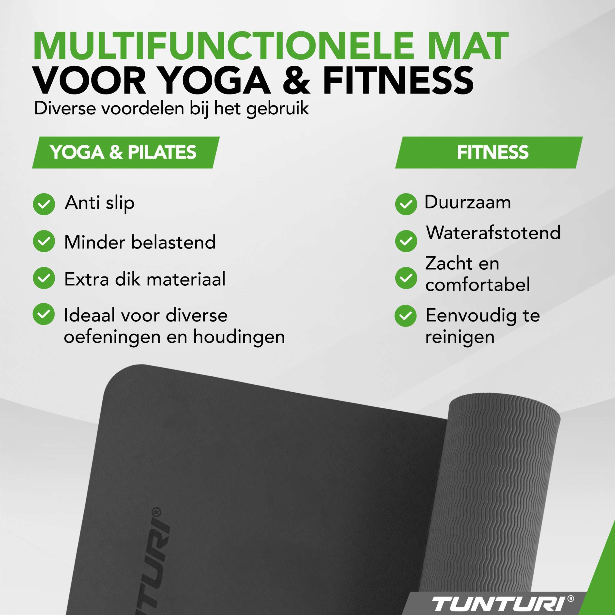 Tunturi Yogamat 8mm - Black afbeelding 5