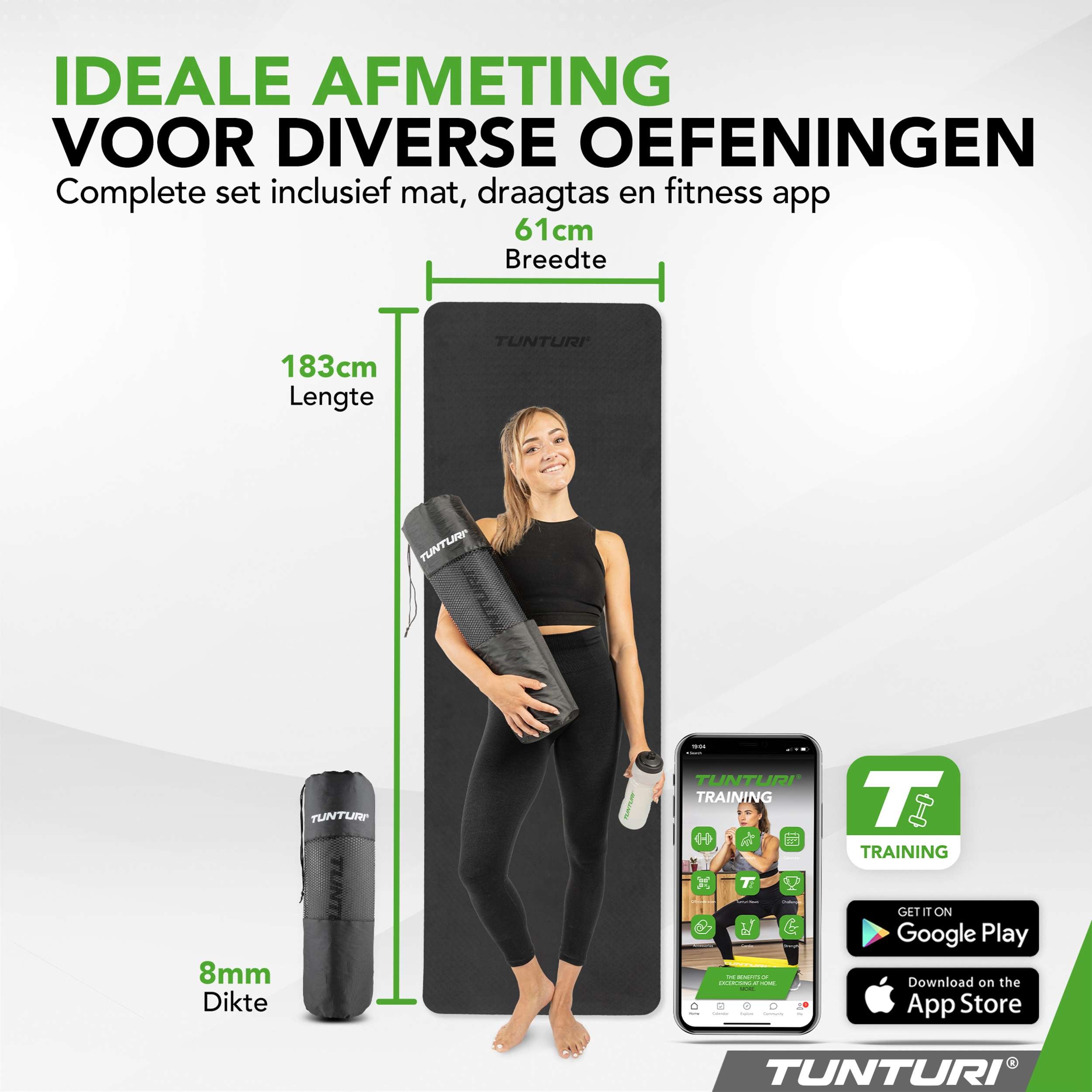 Tunturi Yogamat 8mm - Black afbeelding 7