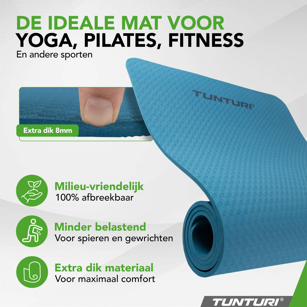 Tunturi Yogamat 8mm - Petrol Blue afbeelding 2