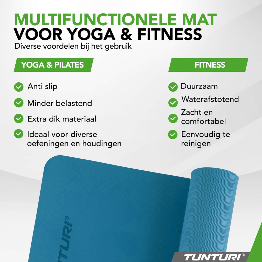 Tunturi Yogamat 8mm - Petrol Blue afbeelding 5