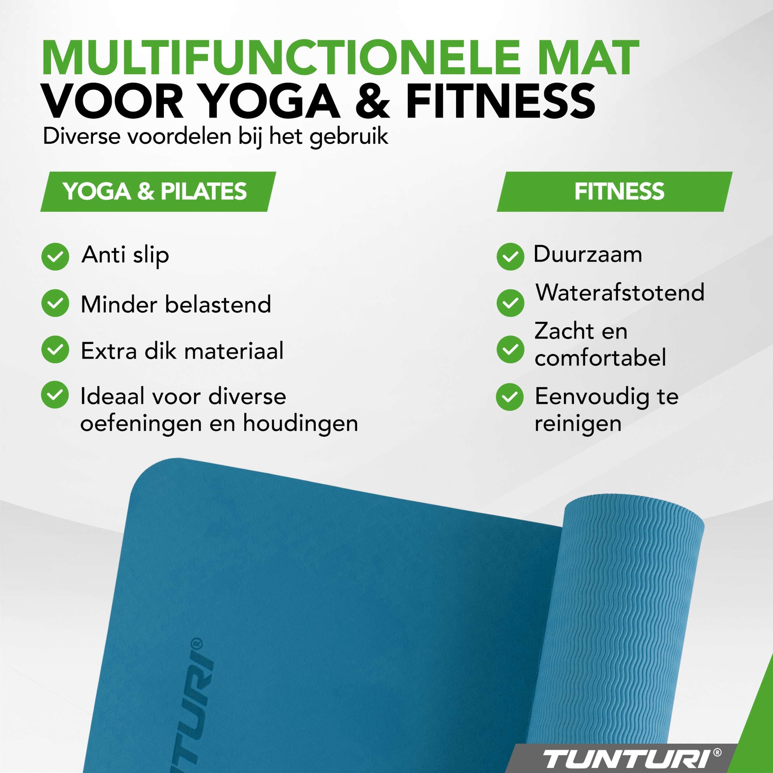 Tunturi Yogamat 8mm - Petrol Blue afbeelding 5