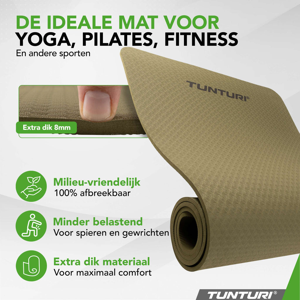 Tunturi Yogamat 8mm - Army Green afbeelding 2