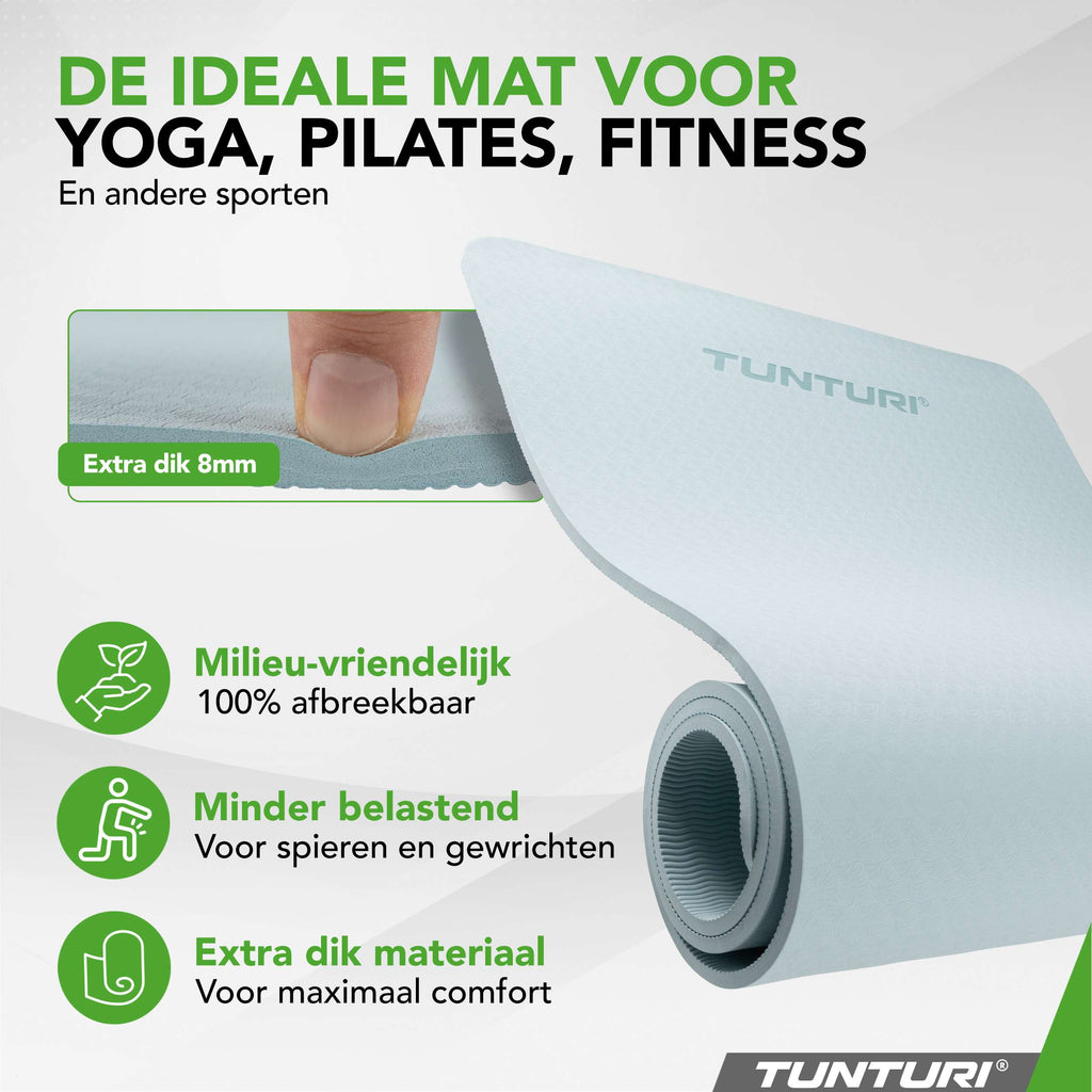 Tunturi Yogamat 8mm - Light Blue afbeelding 2