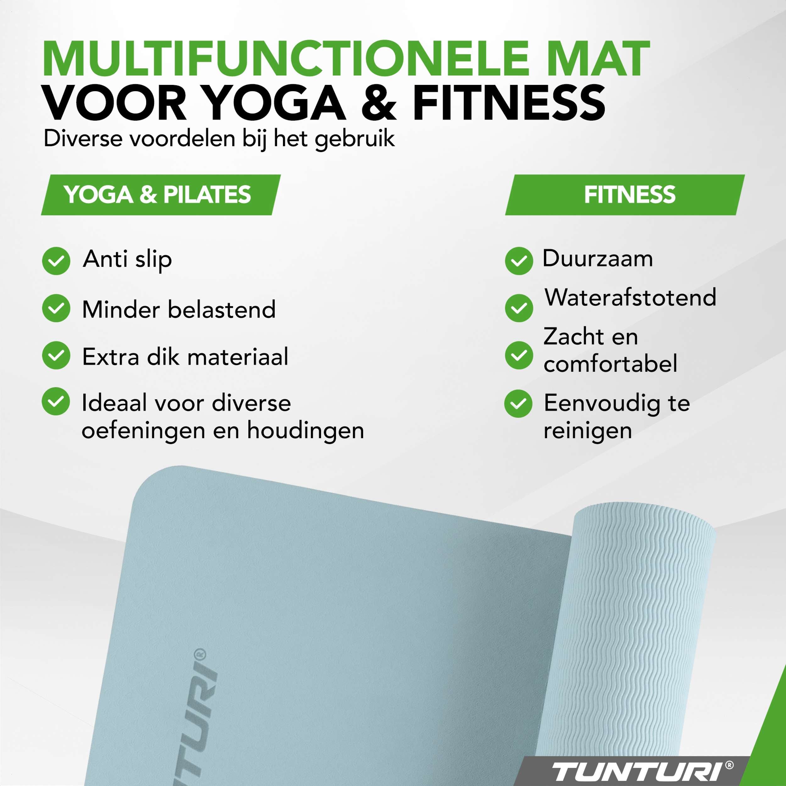 Tunturi Yogamat 8mm - Light Blue afbeelding 5
