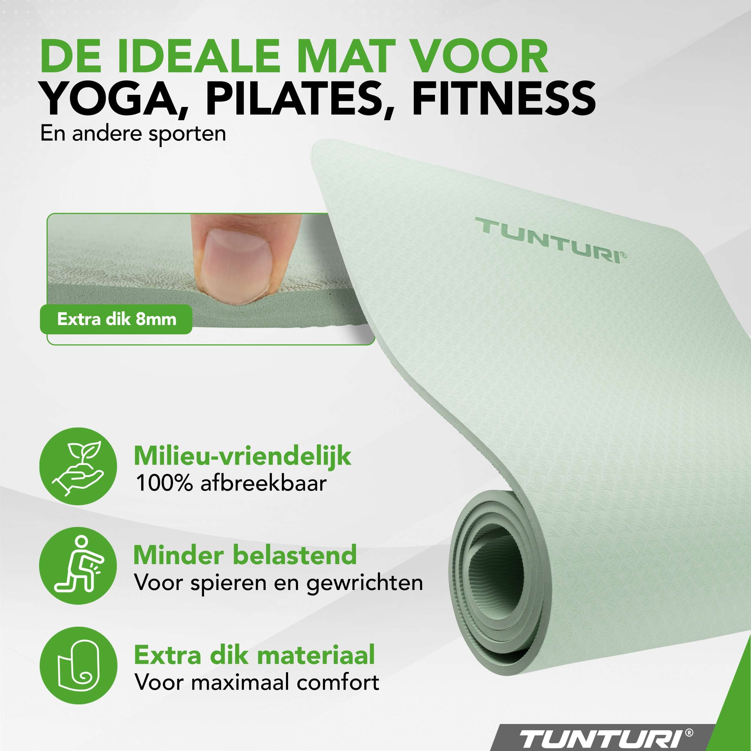 Tunturi Yogamat 8mm - Mint afbeelding 2