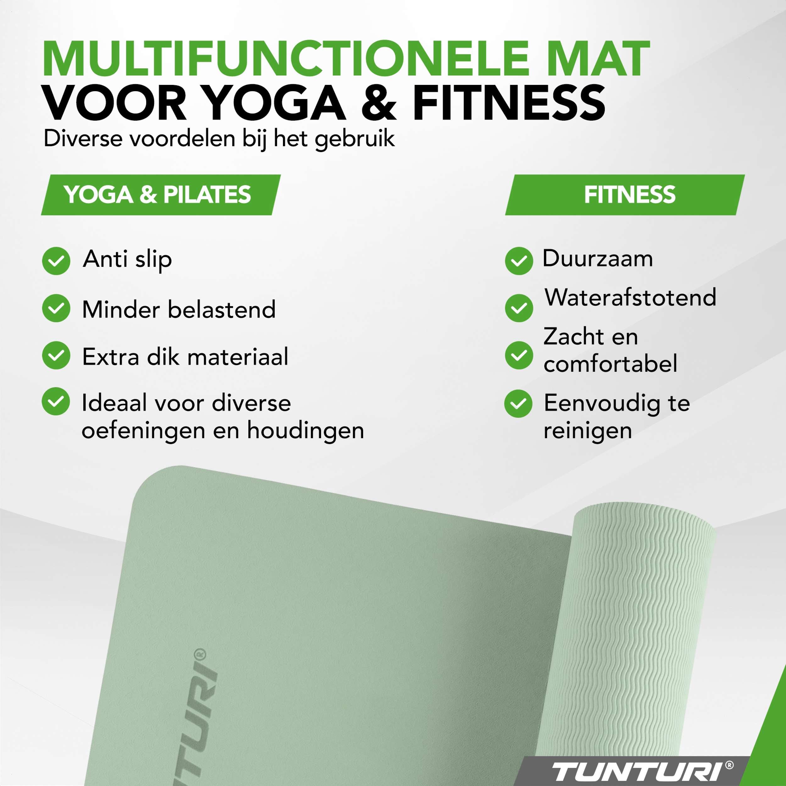 Tunturi Yogamat 8mm - Mint afbeelding 5