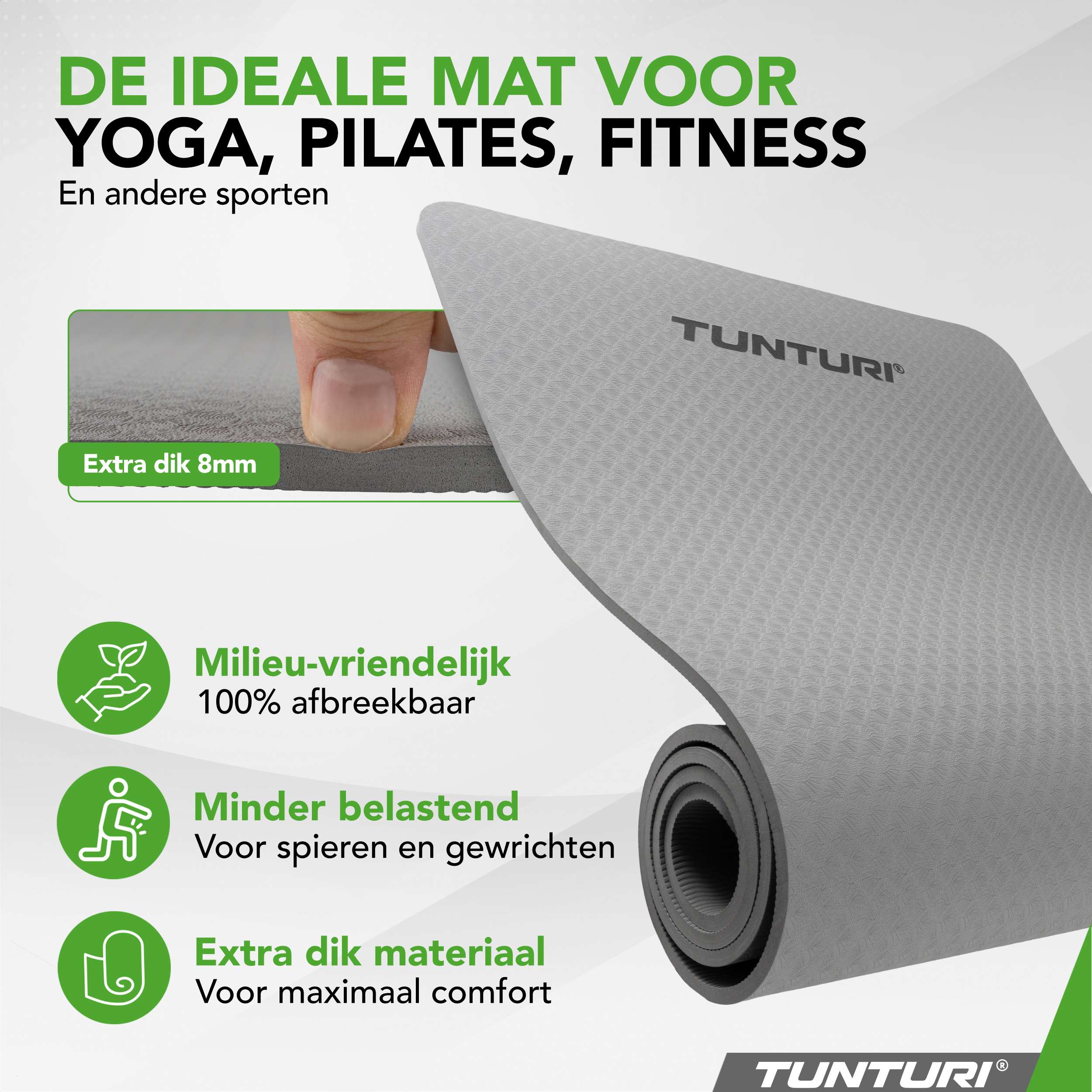 Tunturi Yogamat 8mm - Grey afbeelding 2