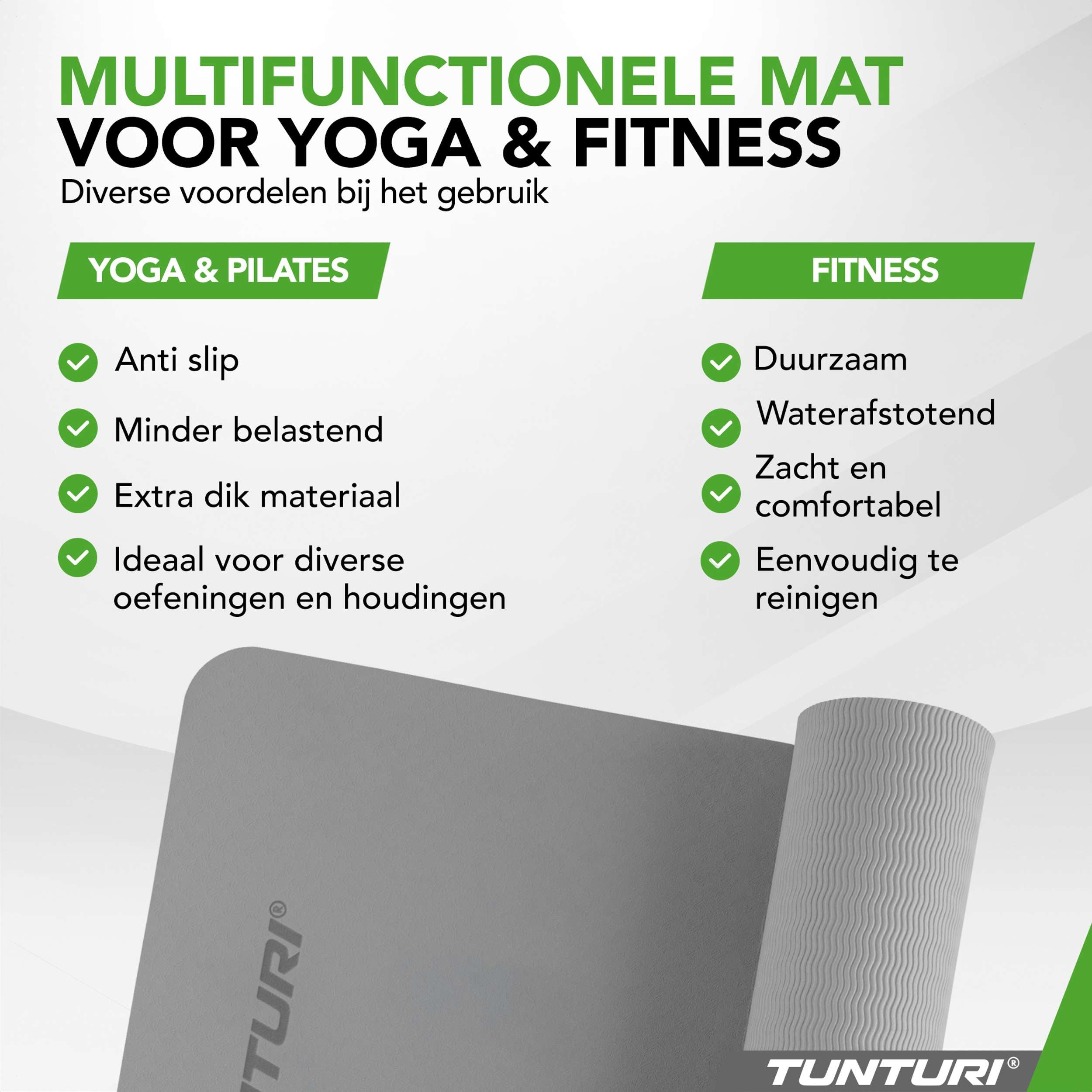 Tunturi Yogamat 8mm - Grey afbeelding 5