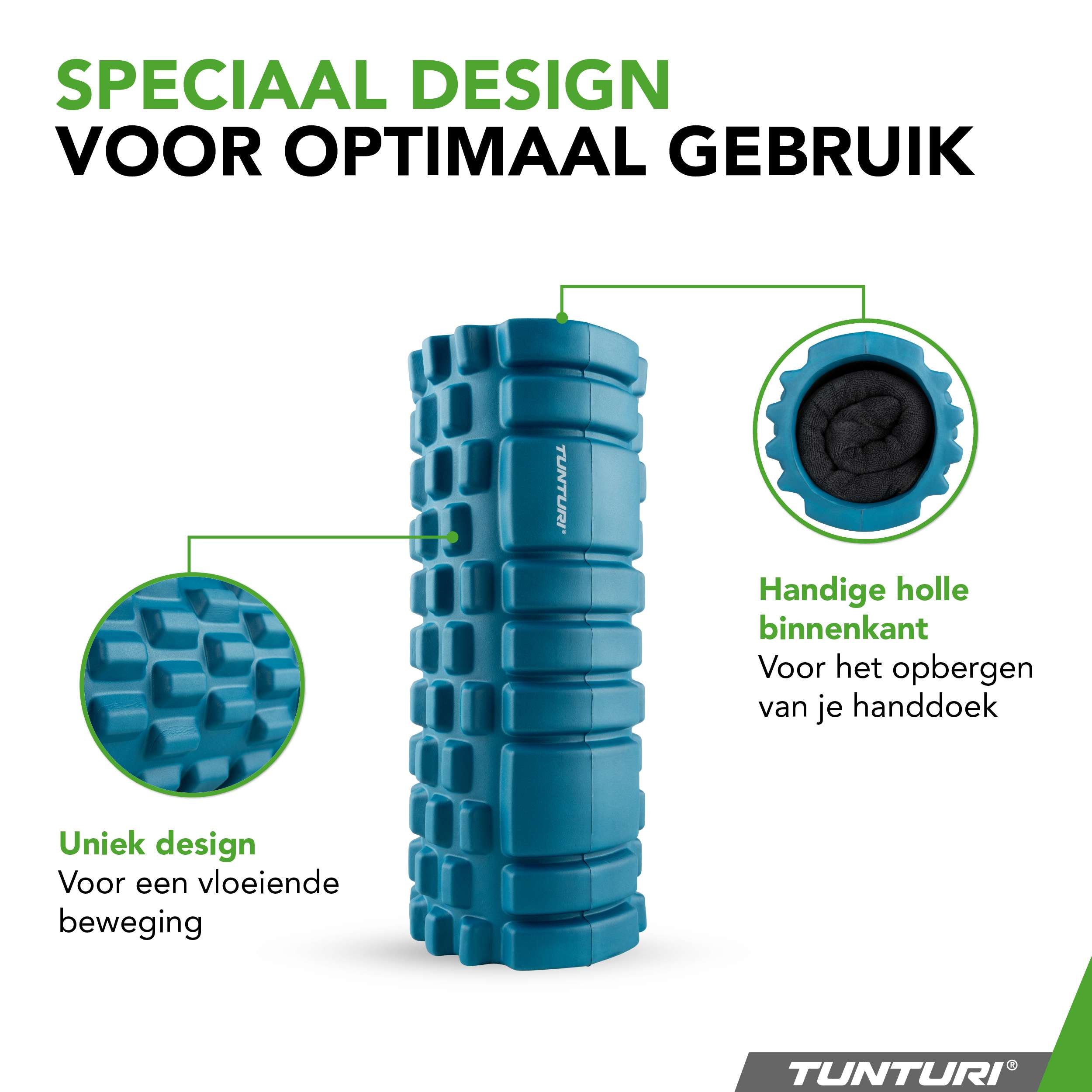 Tunturi Yoga Grid Foam Roller, 33cm, Petrol Blue afbeelding 3