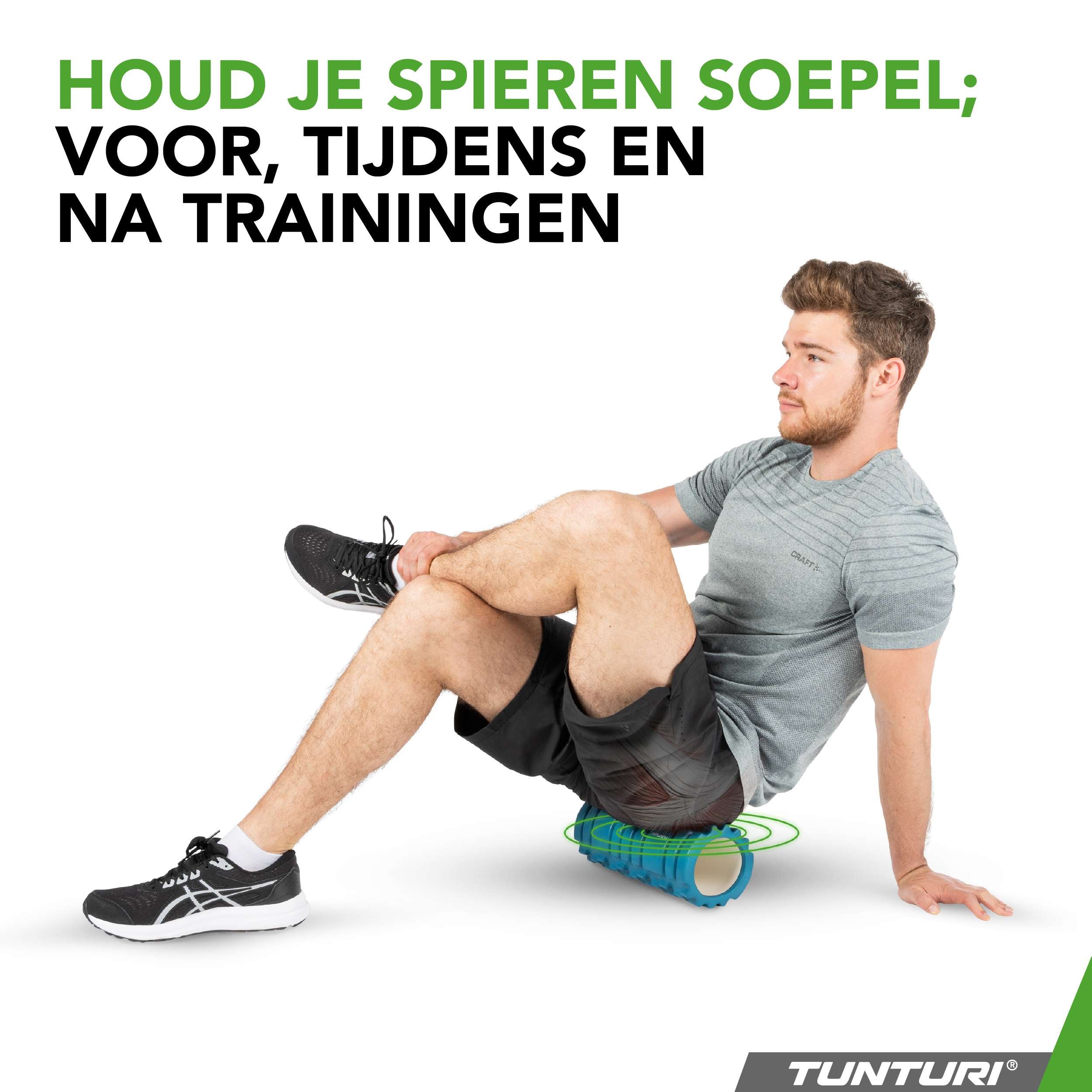 Tunturi Yoga Grid Foam Roller, 33cm, Petrol Blue afbeelding 4