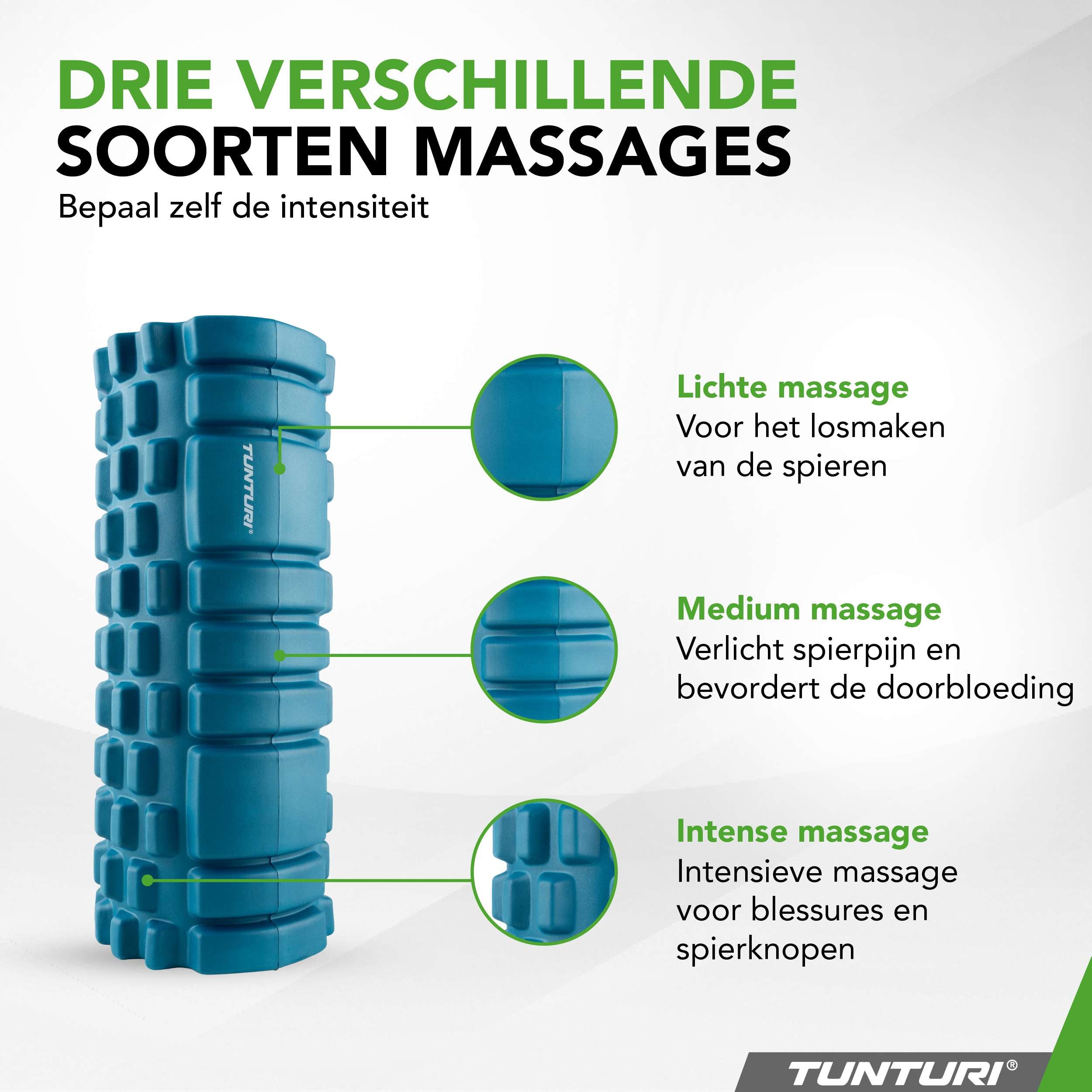 Tunturi Yoga Grid Foam Roller, 33cm, Petrol Blue afbeelding 5