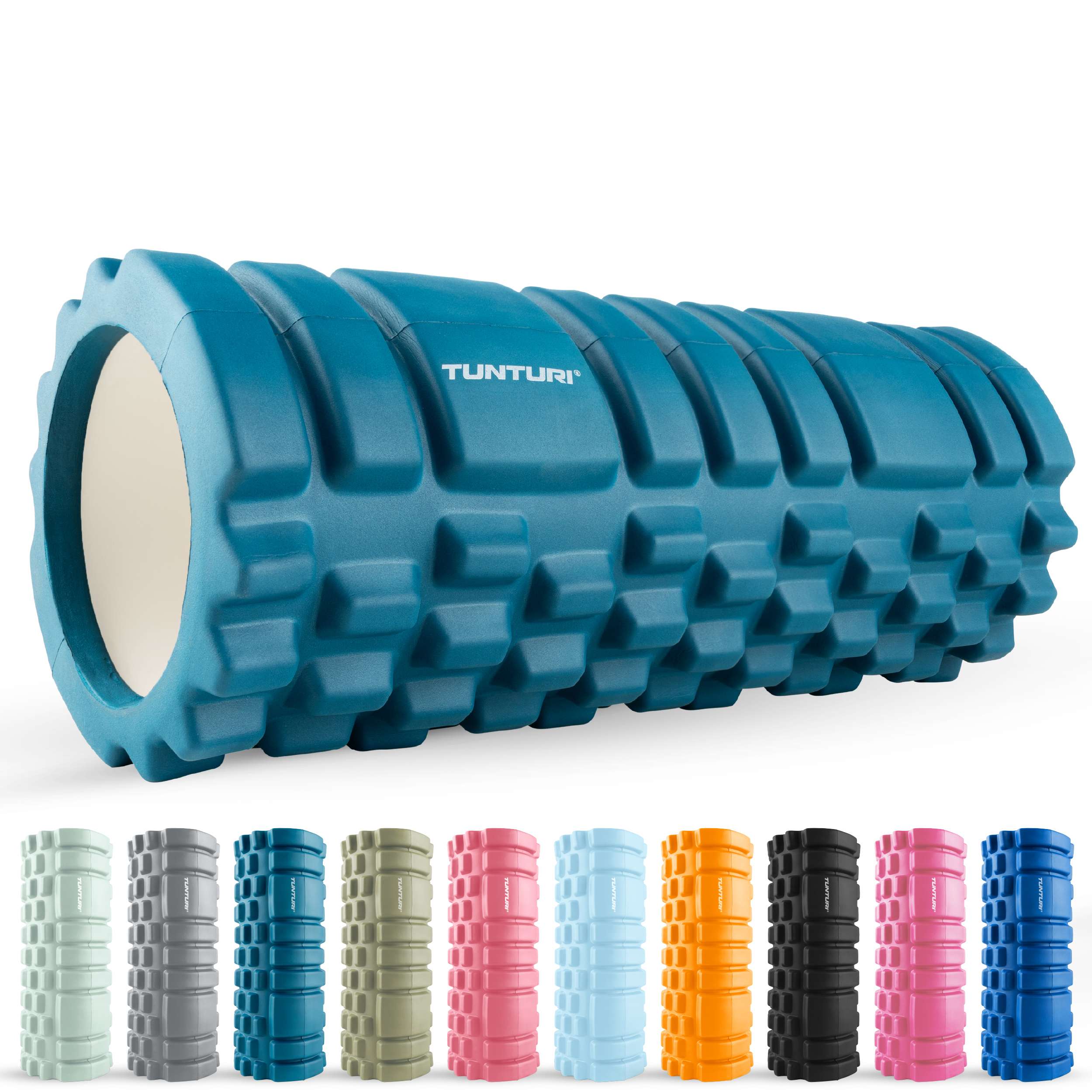 Tunturi Yoga Grid Foam Roller, 33cm, Petrol Blue