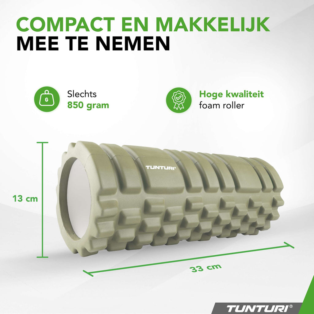 Tunturi Yoga Grid Foam Roller, 33cm, Army Green afbeelding 3