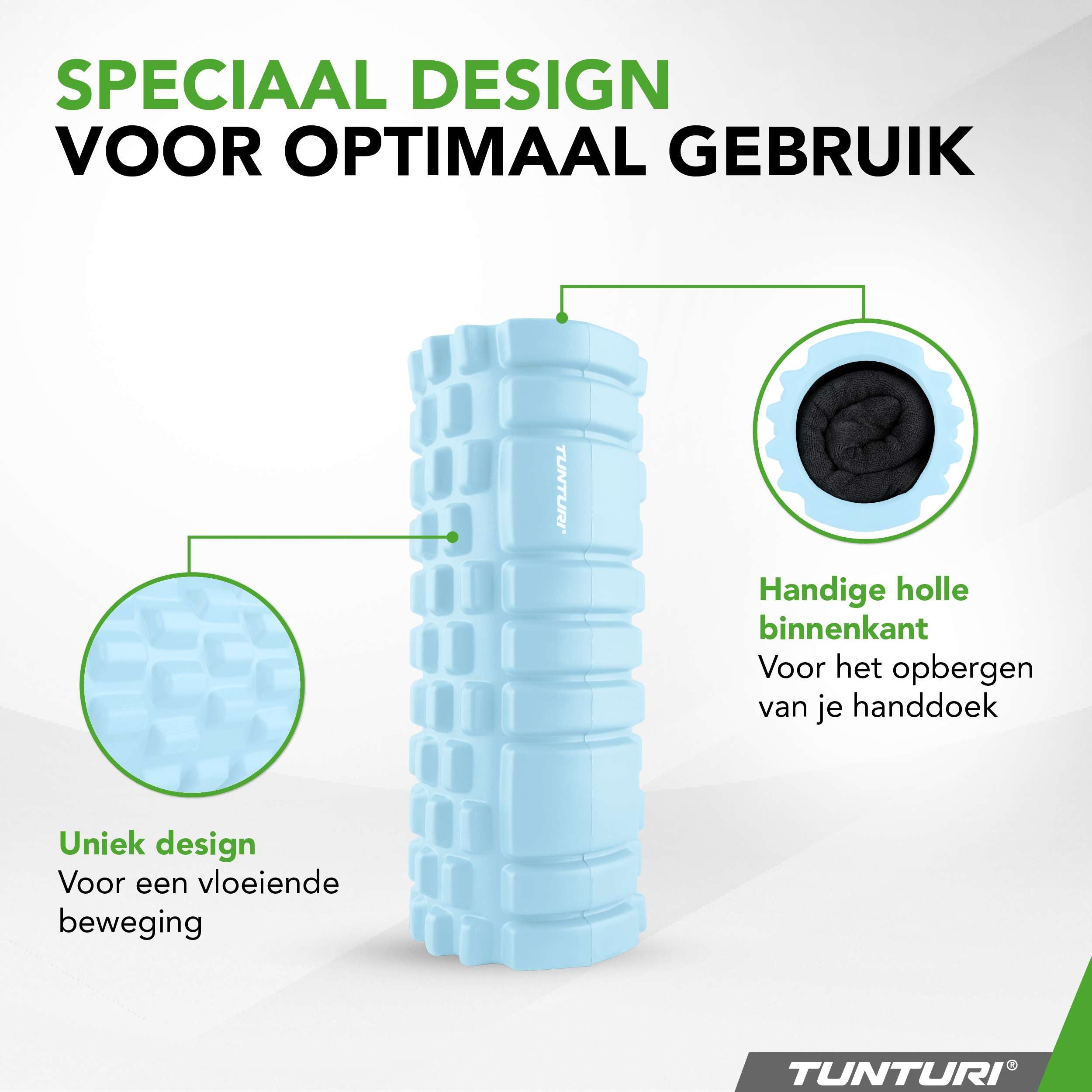 Tunturi Yoga Grid Foam Roller, 33cm, Light Blue afbeelding 6