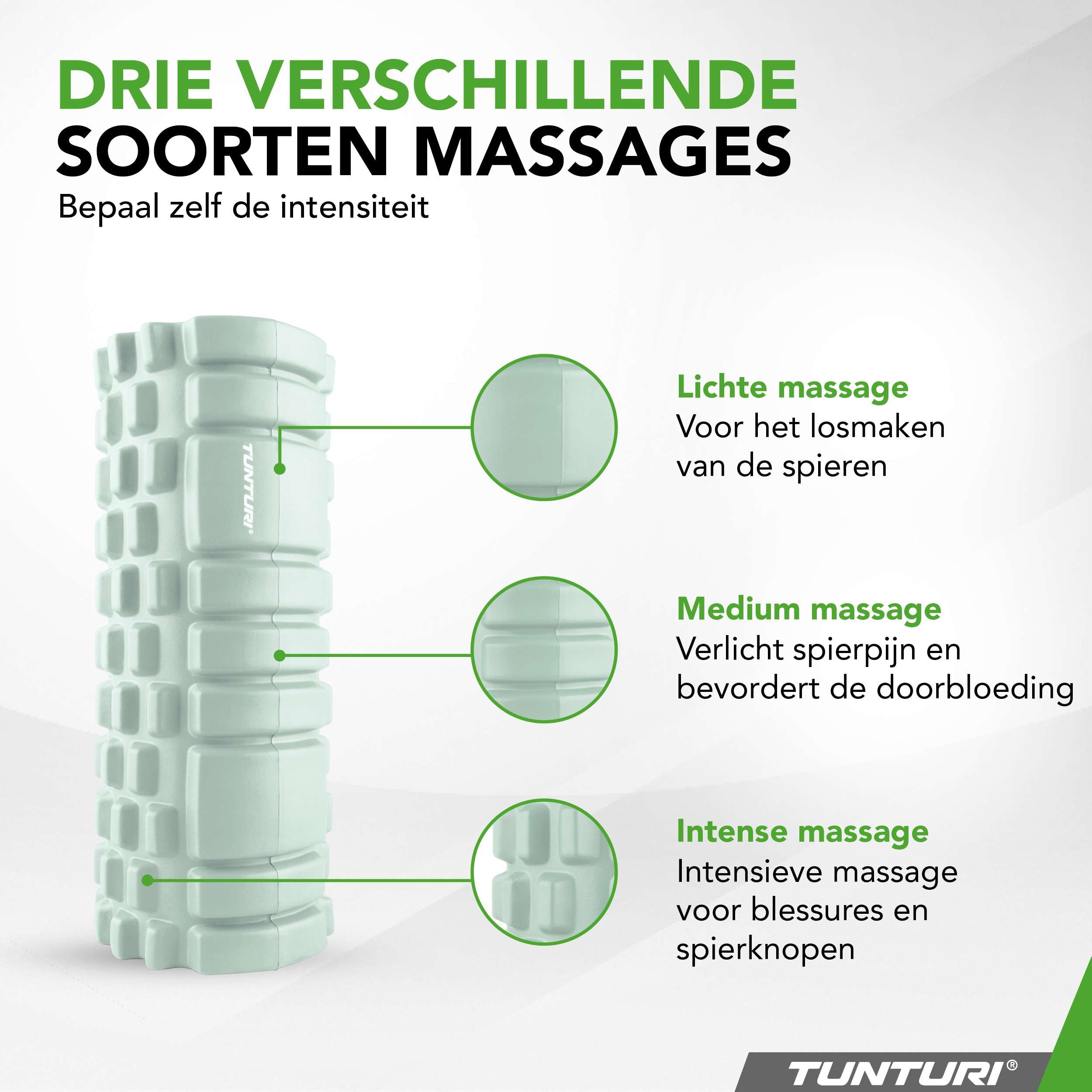 Tunturi Yoga Grid Foam Roller, 33cm, Mint afbeelding 2