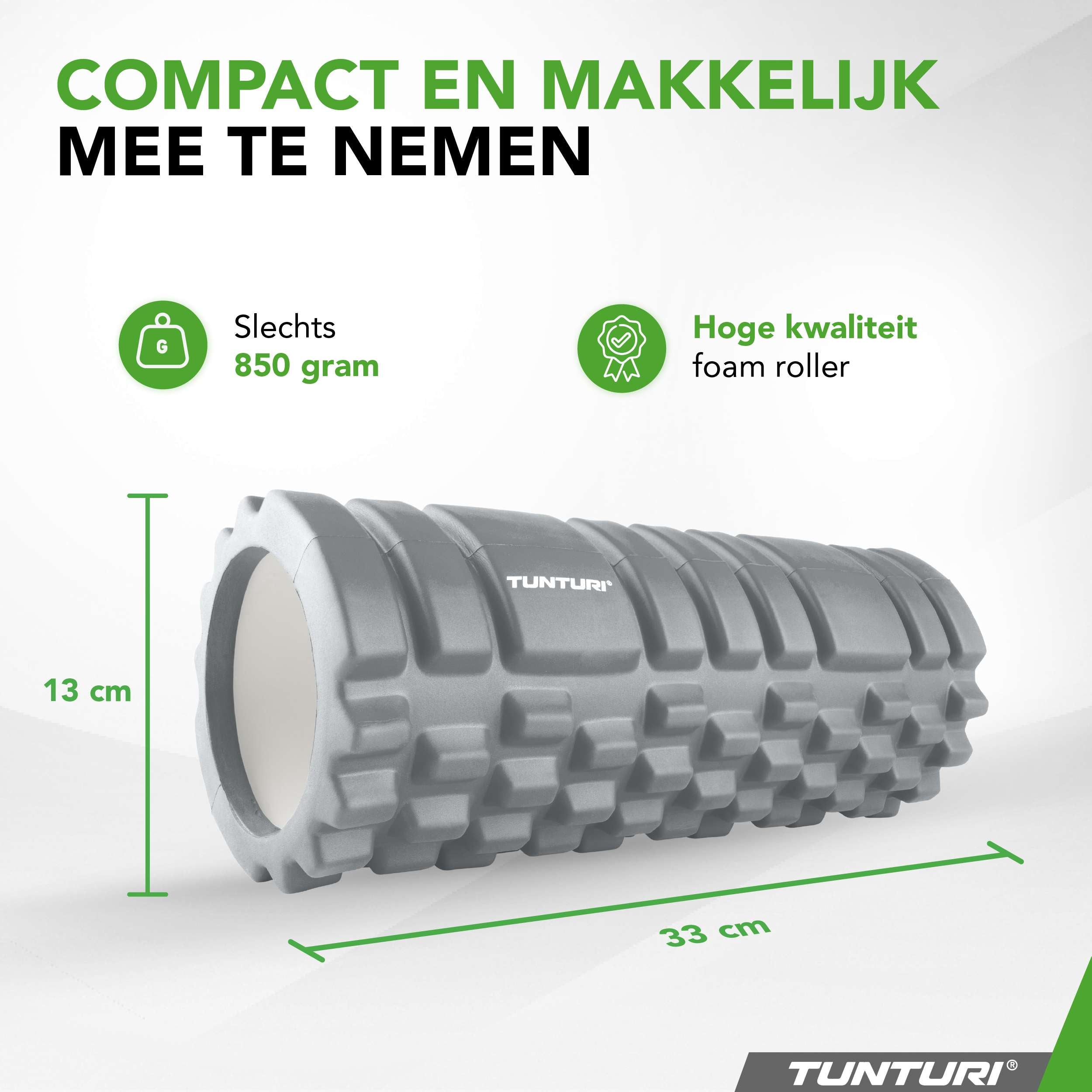 Tunturi Yoga Grid Foam Roller, 33cm, Grey afbeelding 2