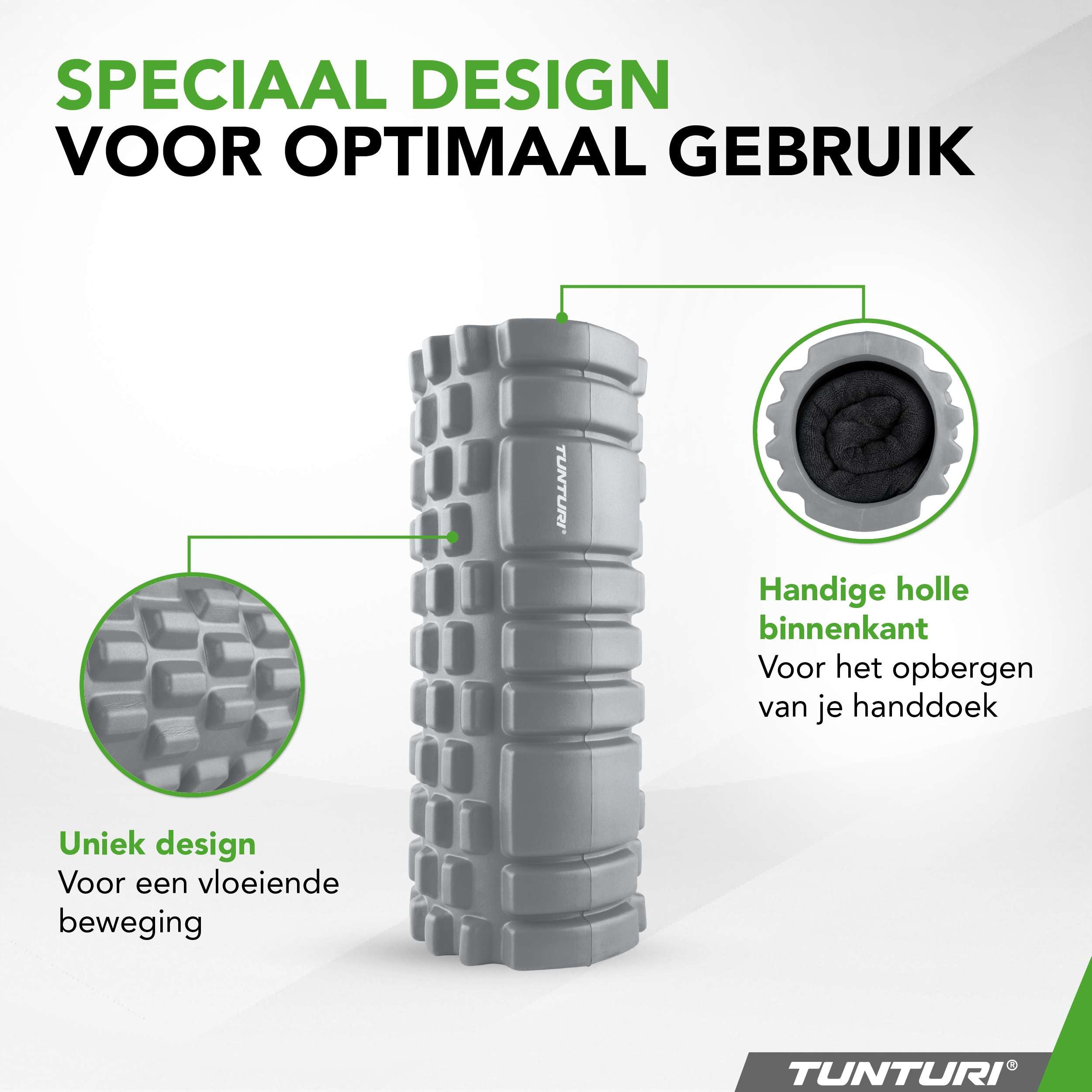 Tunturi Yoga Grid Foam Roller, 33cm, Grey afbeelding 5