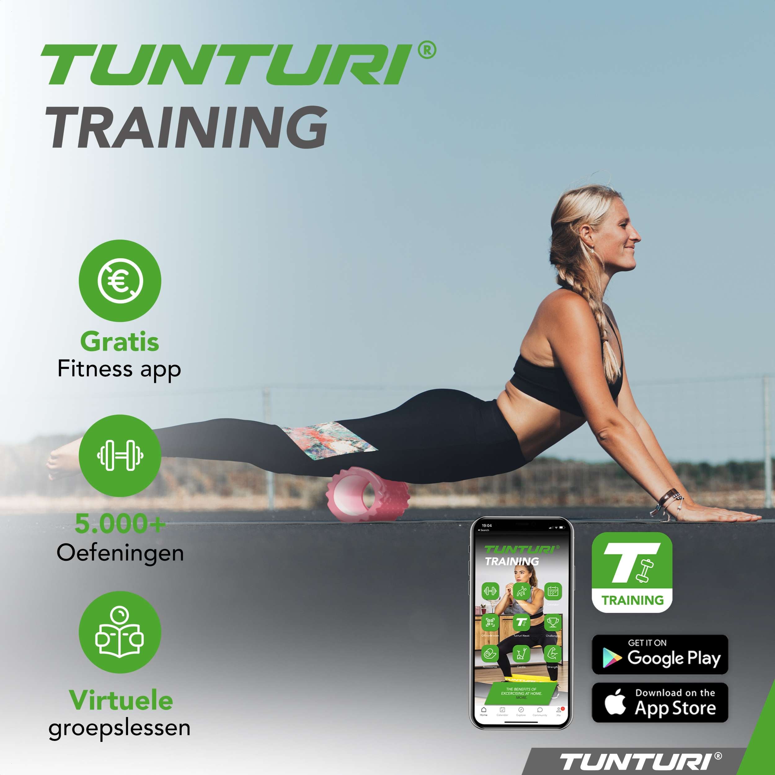 Tunturi Yoga Grid Foam Roller, 33cm, Rose Gold afbeelding 2