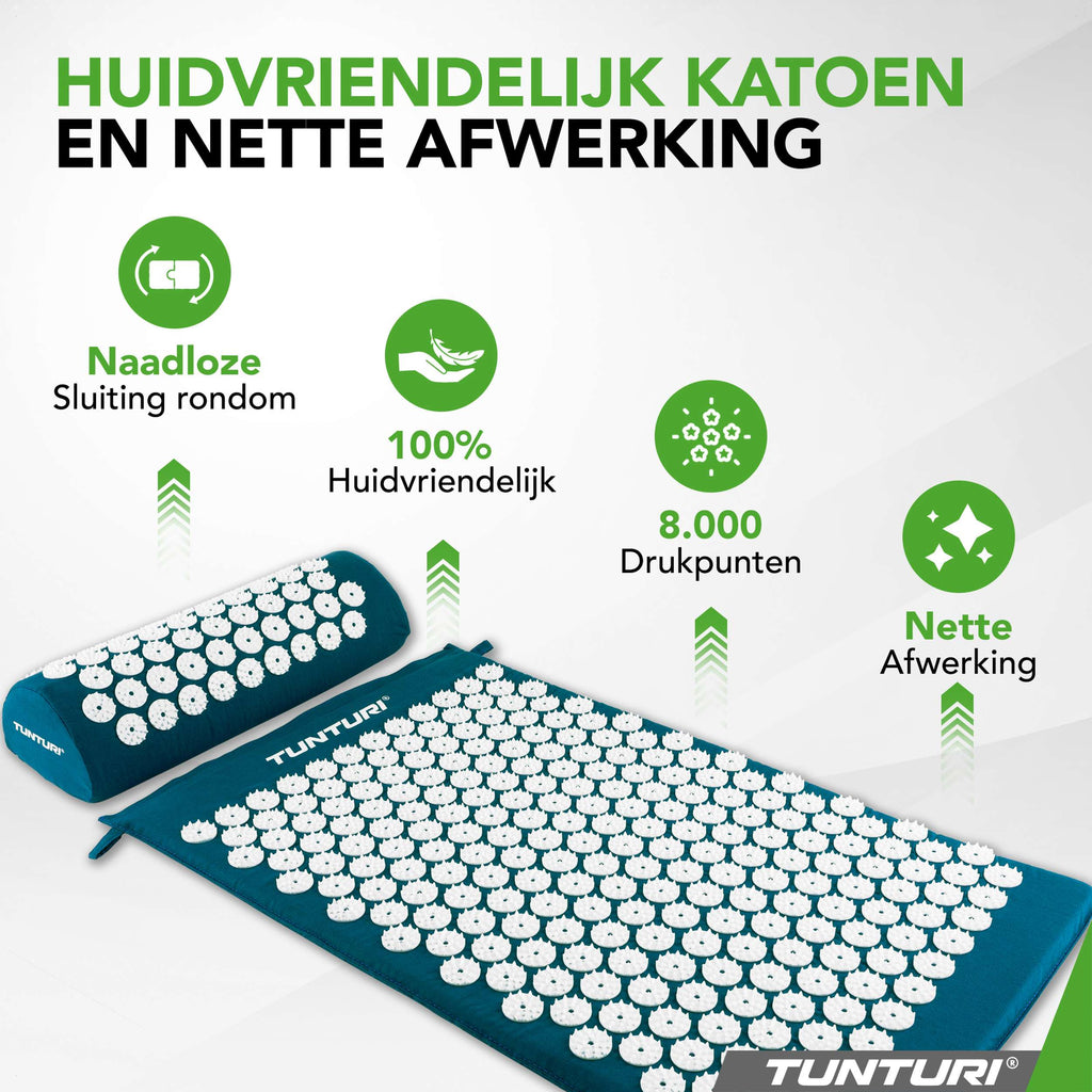 Tunturi Acupressure Mat And Pillow, Petrol Blue afbeelding 5