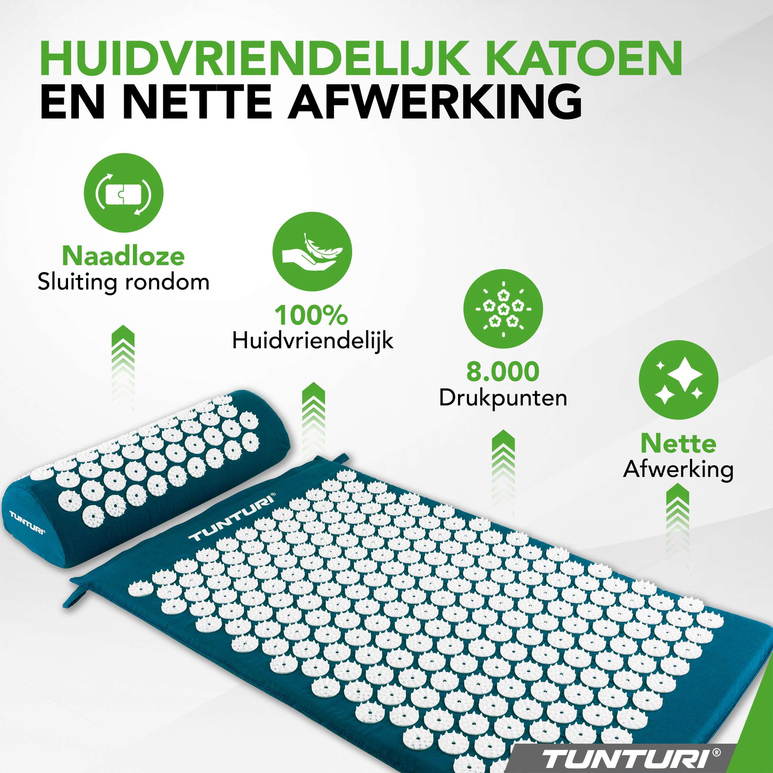 Tunturi Acupressure Mat And Pillow, Petrol Blue afbeelding 5