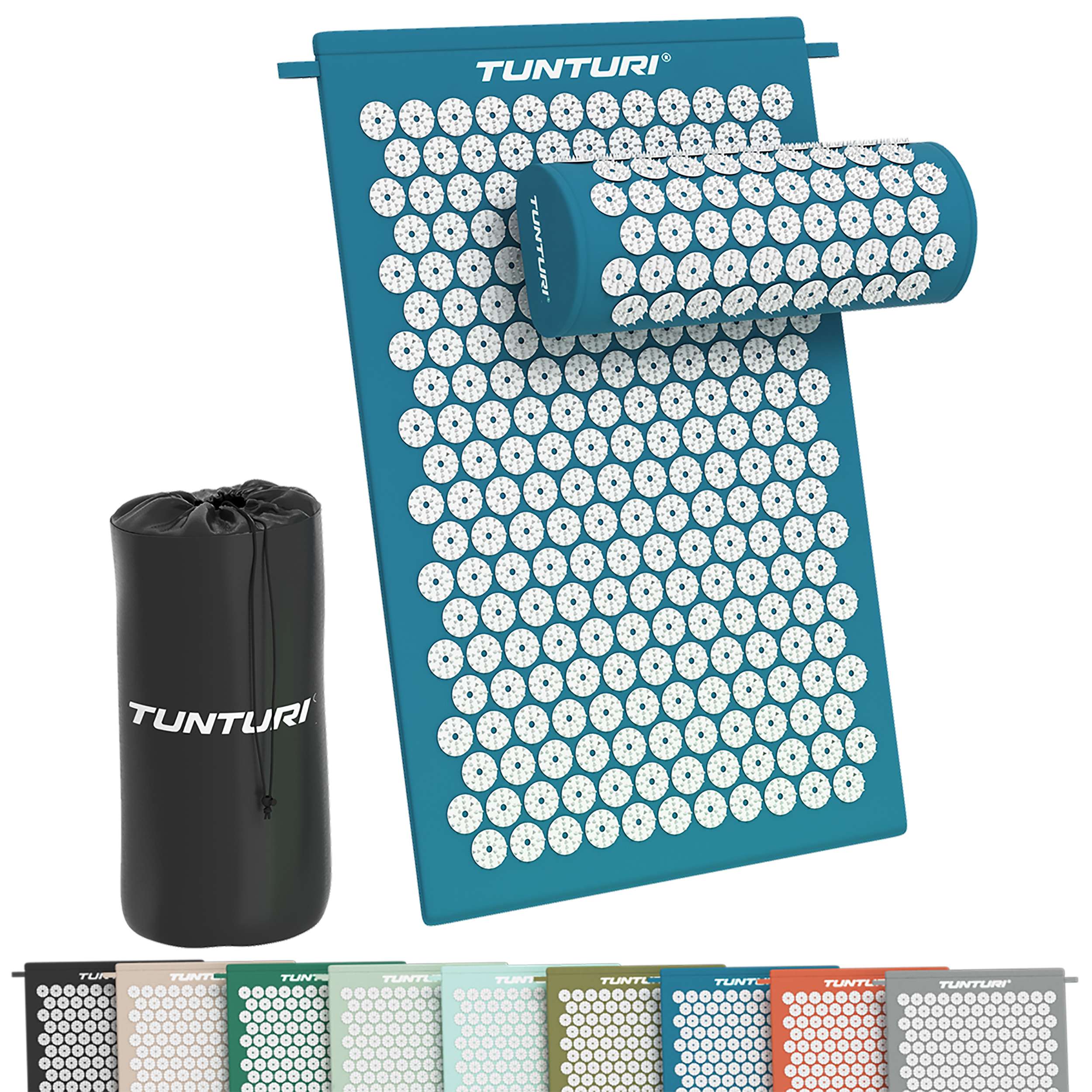 Tunturi Acupressure Mat And Pillow, Petrol Blue