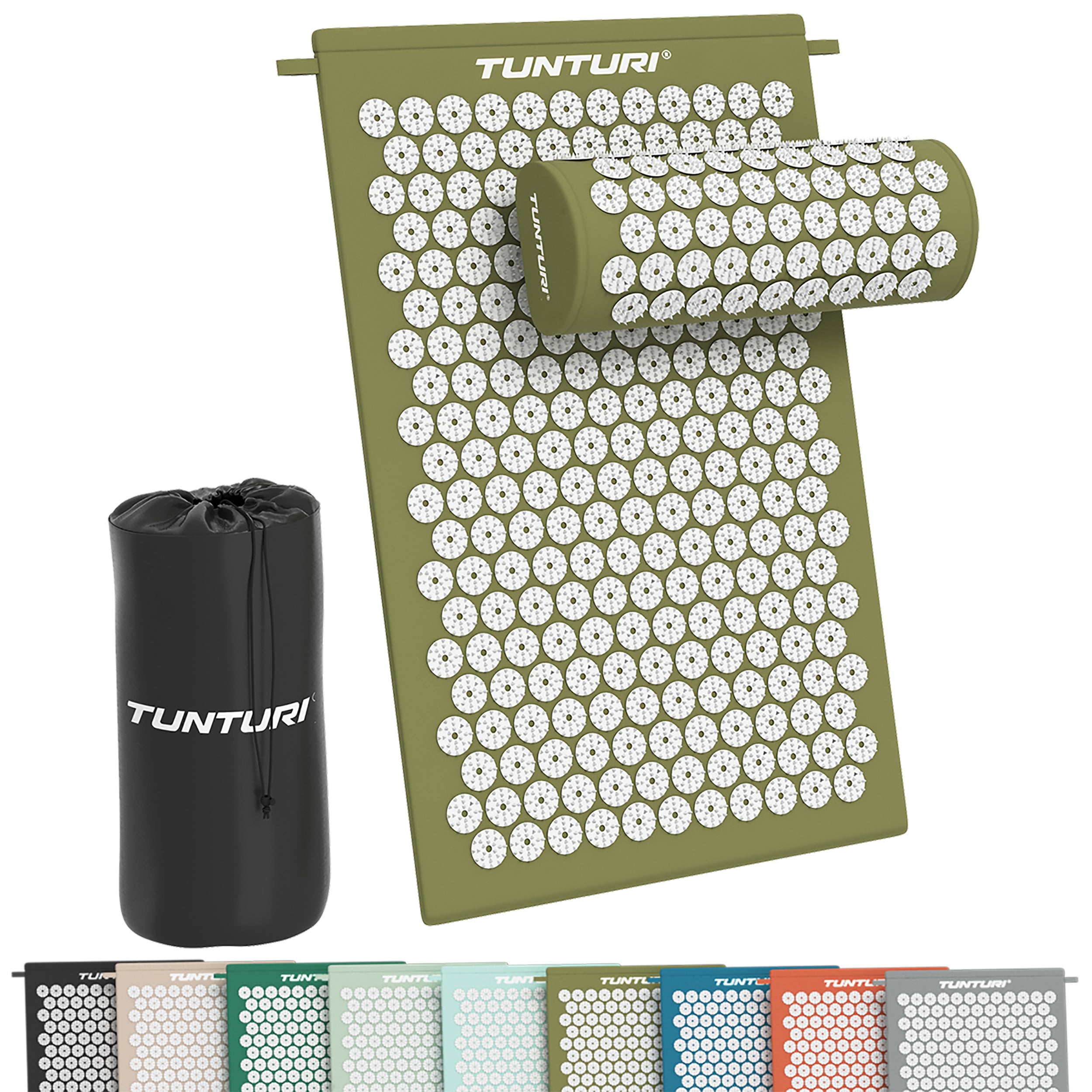 Tunturi Acupressure Mat And Pillow, Army Green