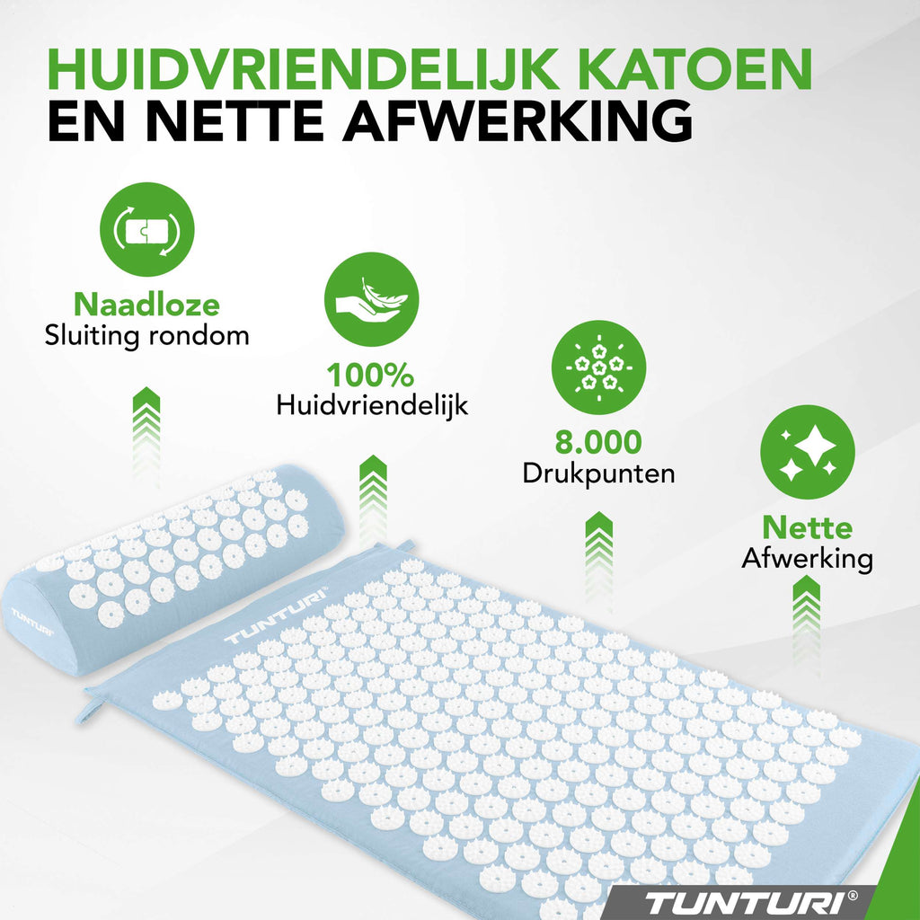 Tunturi Acupressure Mat And Pillow, Light Blue afbeelding 5