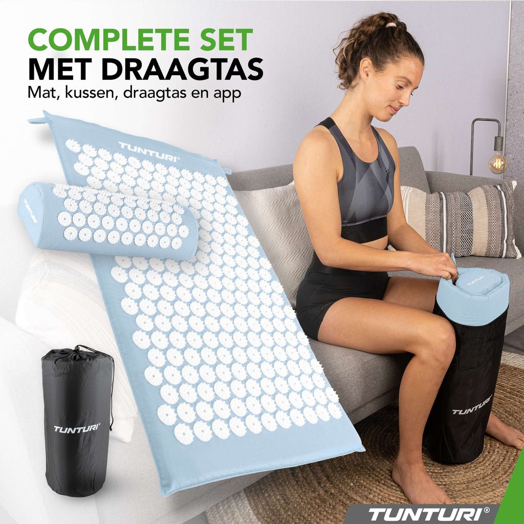 Tunturi Acupressure Mat And Pillow, Light Blue afbeelding 7