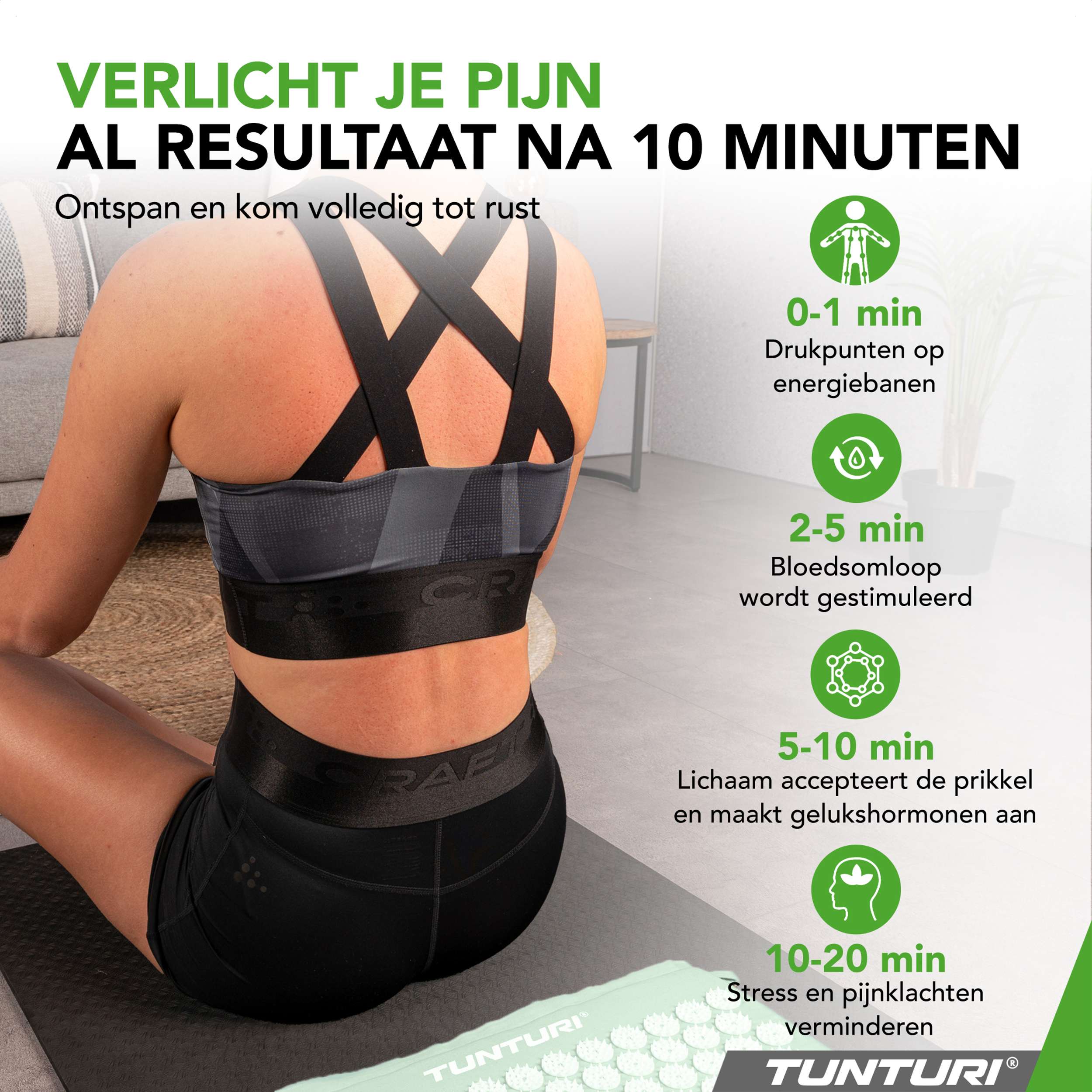 Tunturi Acupressure Mat And Pillow, Mint afbeelding 3