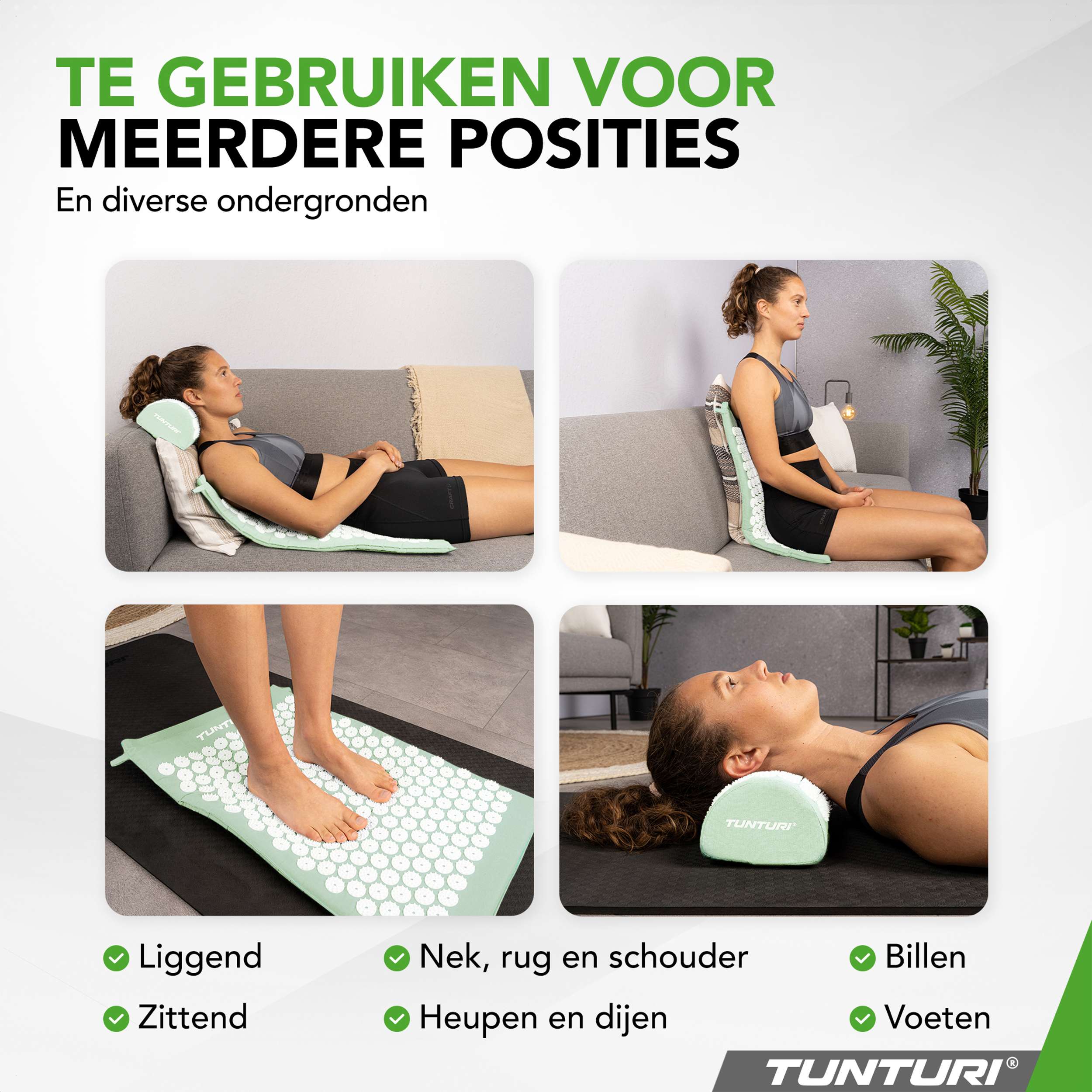 Tunturi Acupressure Mat And Pillow, Mint afbeelding 4
