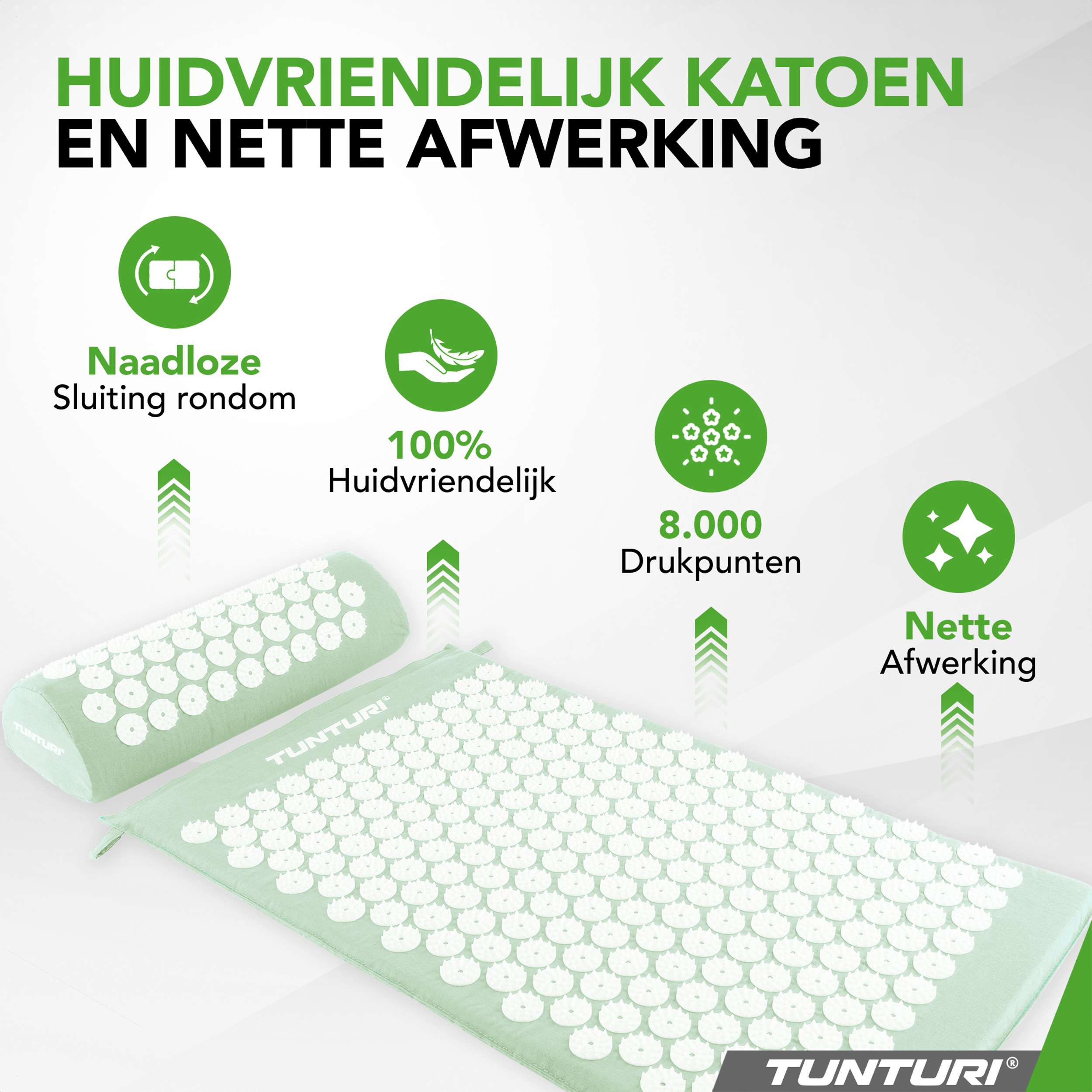 Tunturi Acupressure Mat And Pillow, Mint afbeelding 5