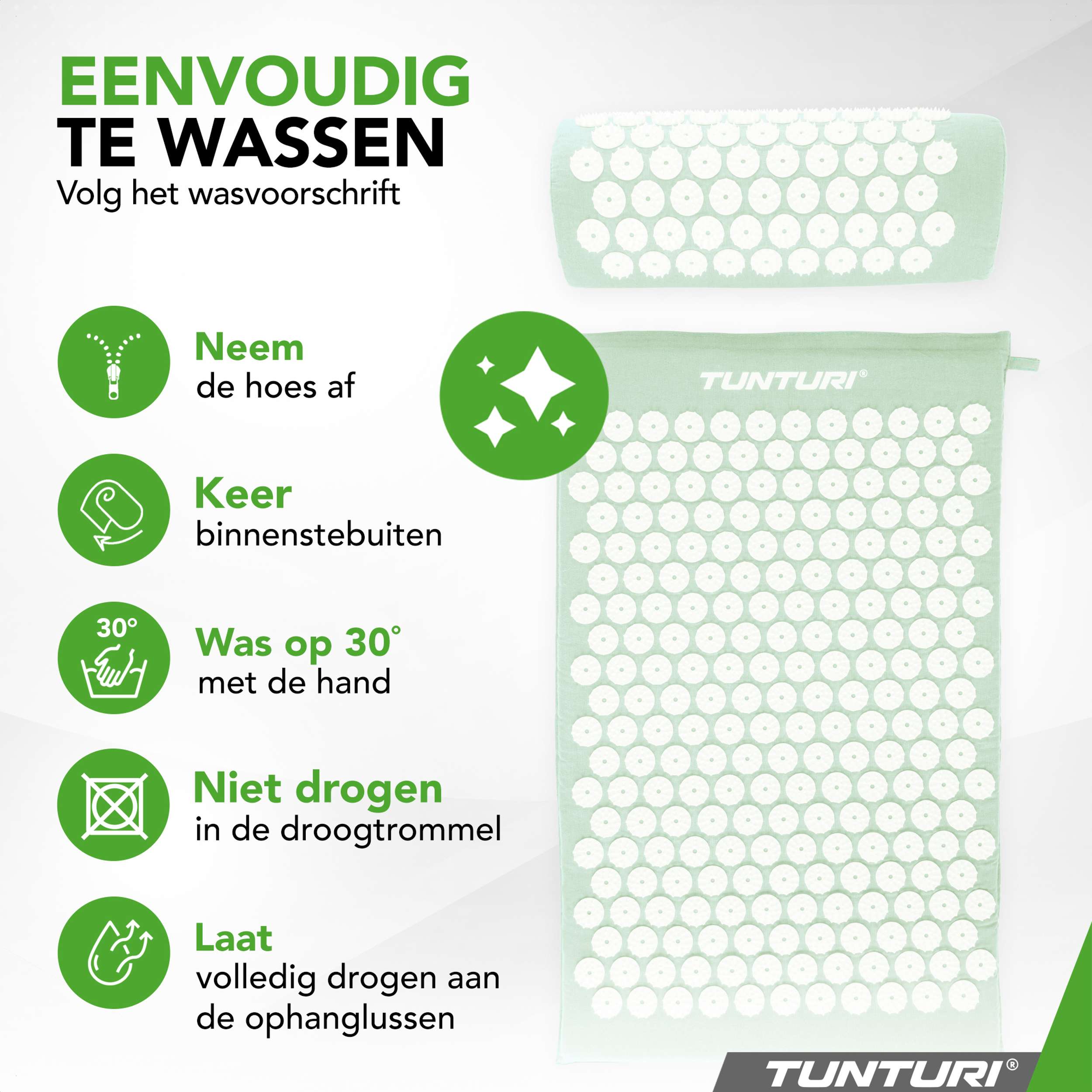 Tunturi Acupressure Mat And Pillow, Mint afbeelding 6