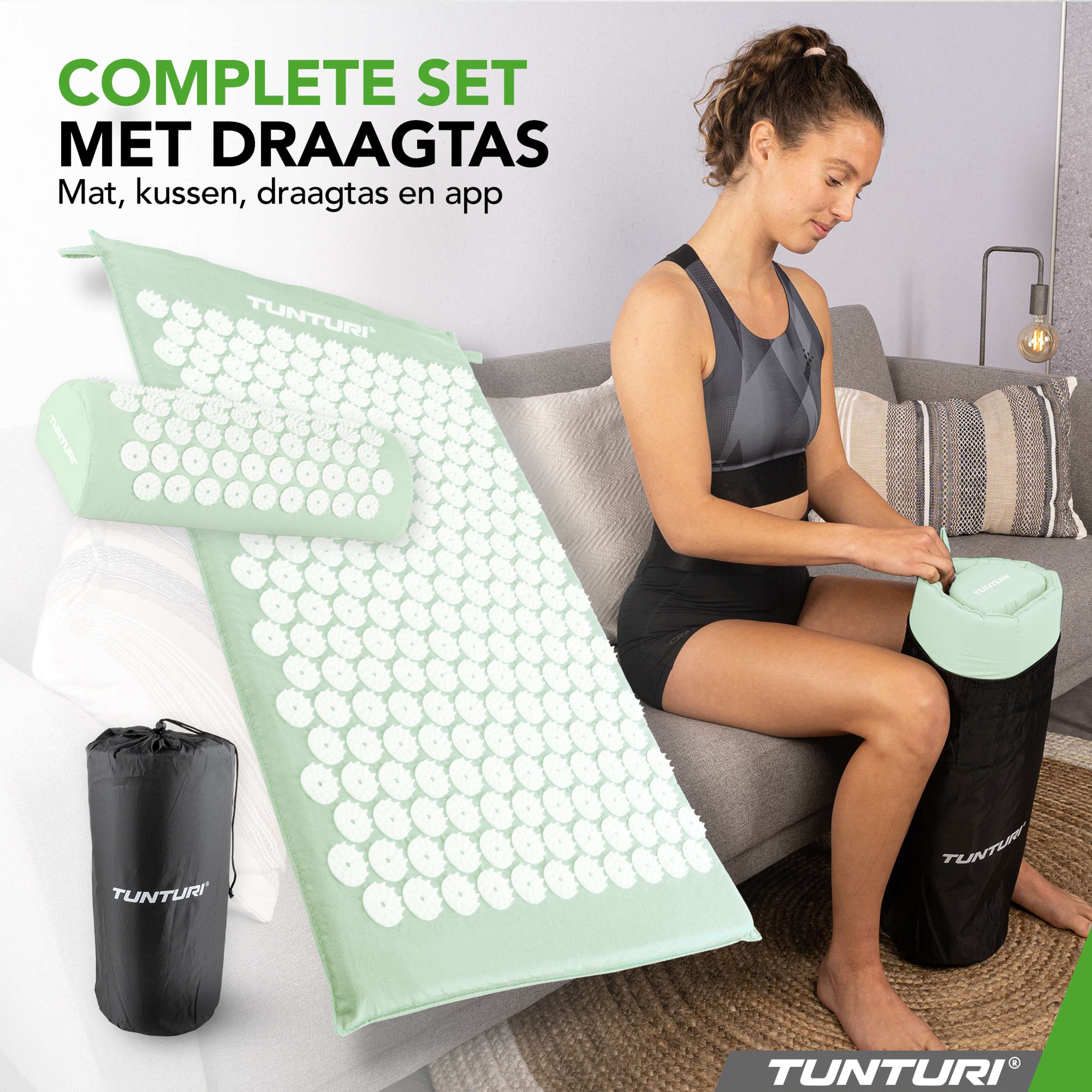 Tunturi Acupressure Mat And Pillow, Mint afbeelding 7