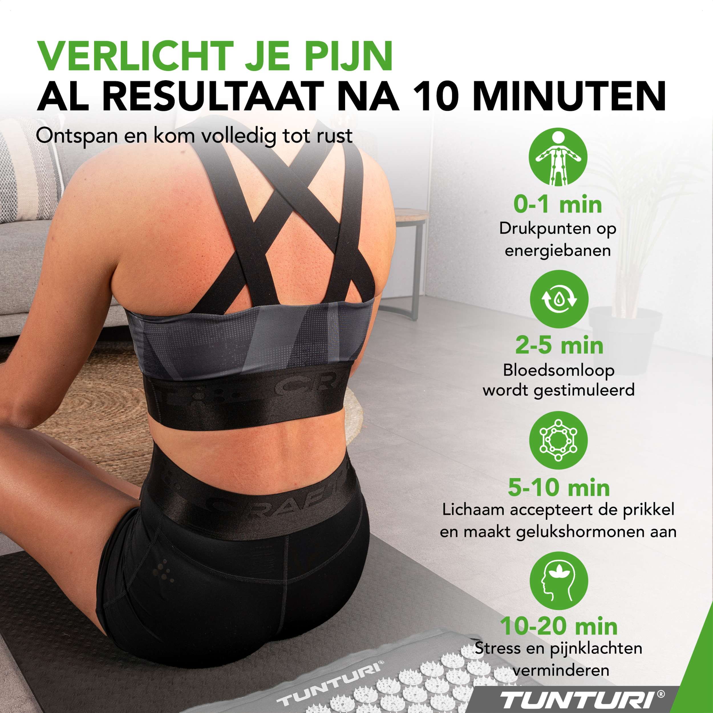 Tunturi Acupressure Mat And Pillow, Grey afbeelding 3