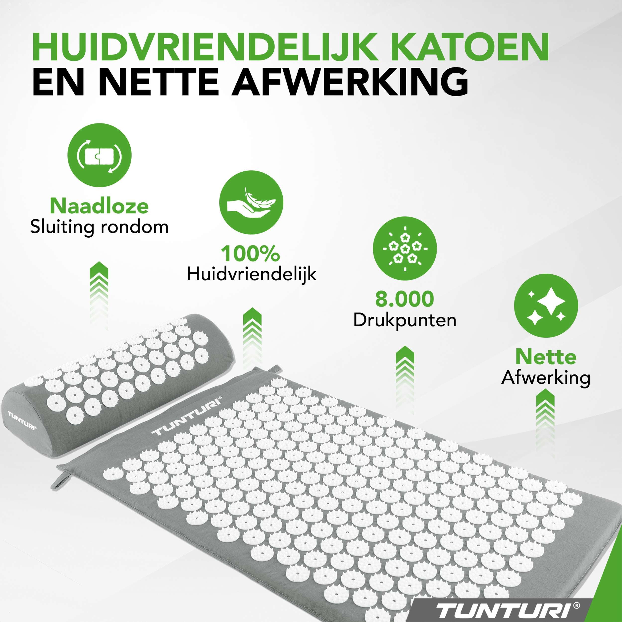 Tunturi Acupressure Mat And Pillow, Grey afbeelding 5
