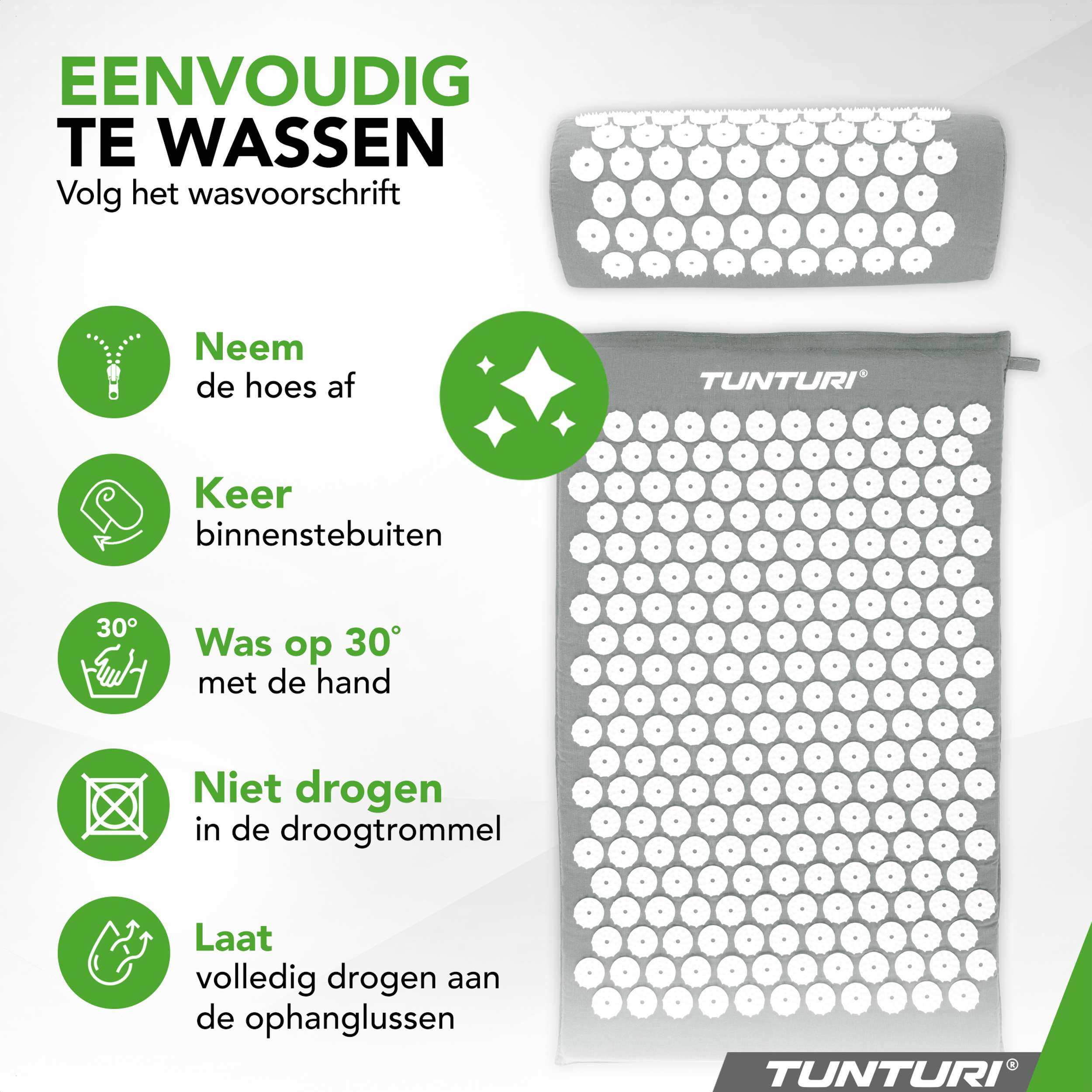 Tunturi Acupressure Mat And Pillow, Grey afbeelding 6