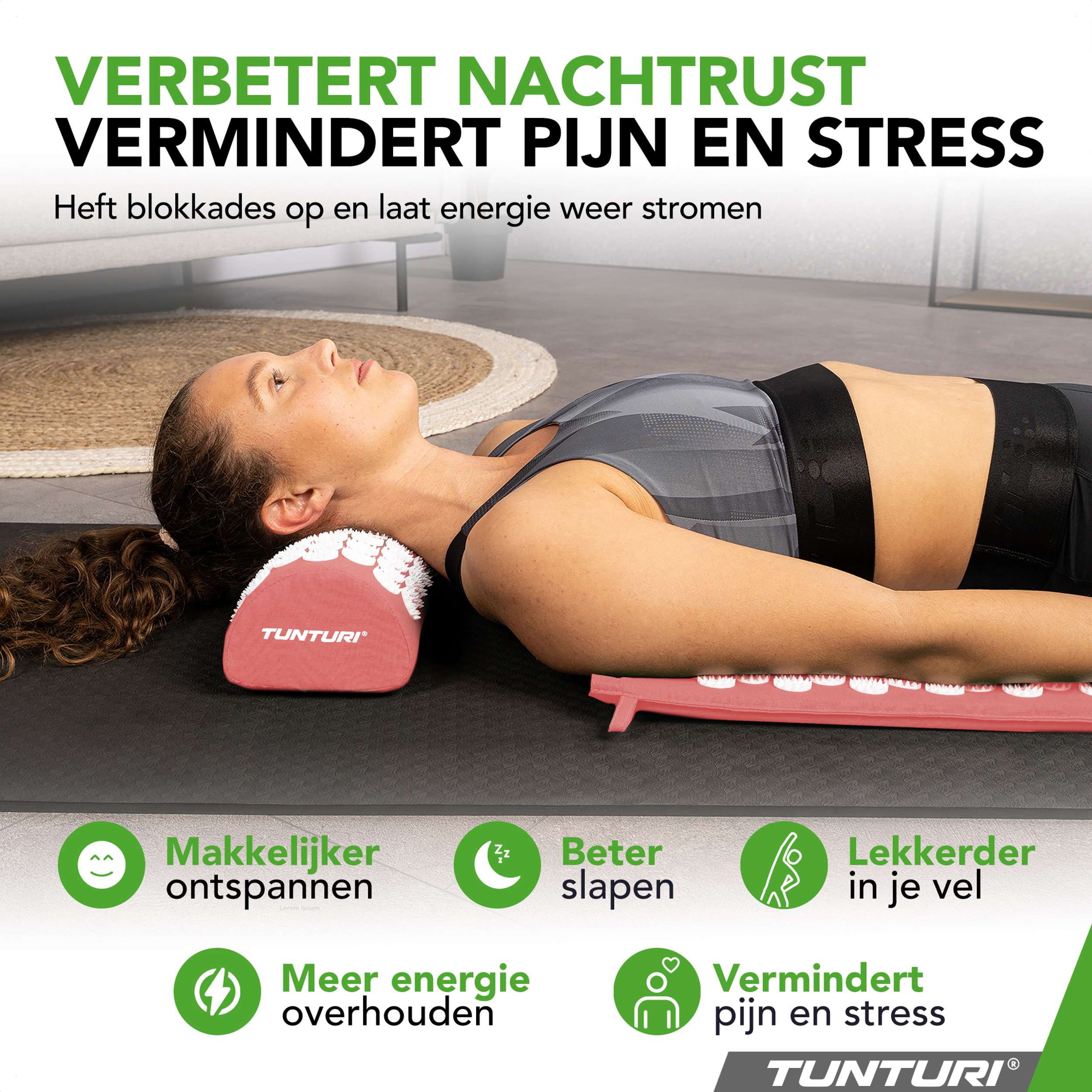 Tunturi Acupressure Mat And Pillow, Rose Gold afbeelding 2