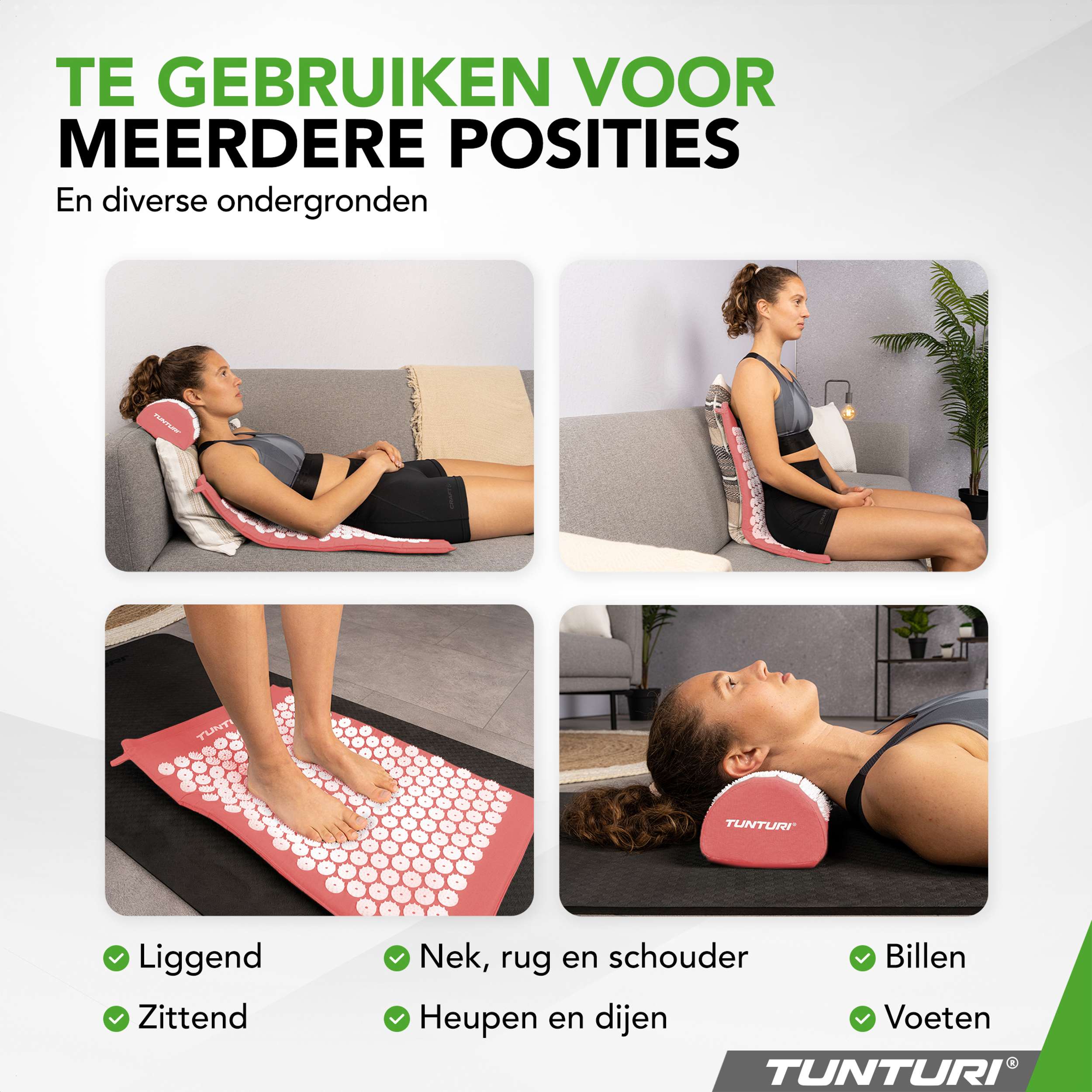 Tunturi Acupressure Mat And Pillow, Rose Gold afbeelding 4