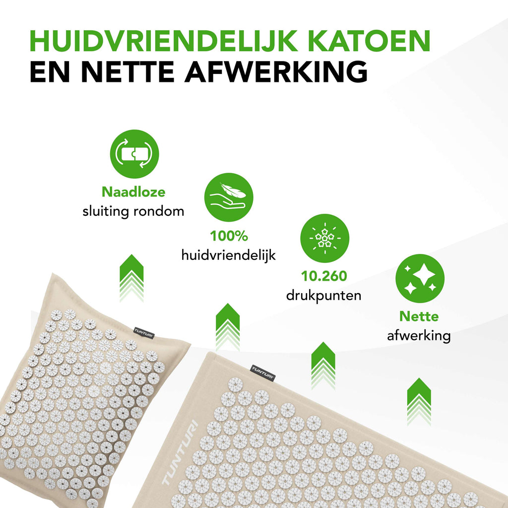 Tunturi Pro Acupressure Mat And Pillow, Beige afbeelding 5