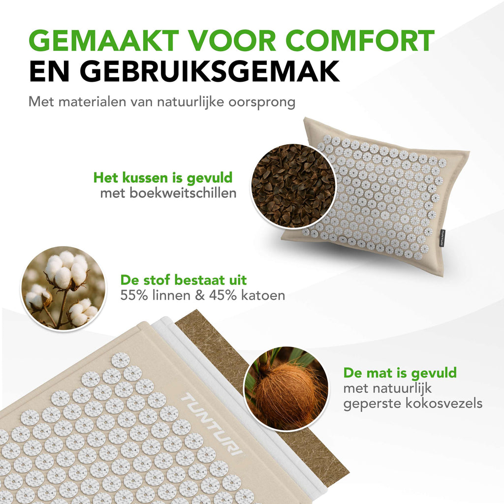 Tunturi Pro Acupressure Mat And Pillow, Beige afbeelding 8