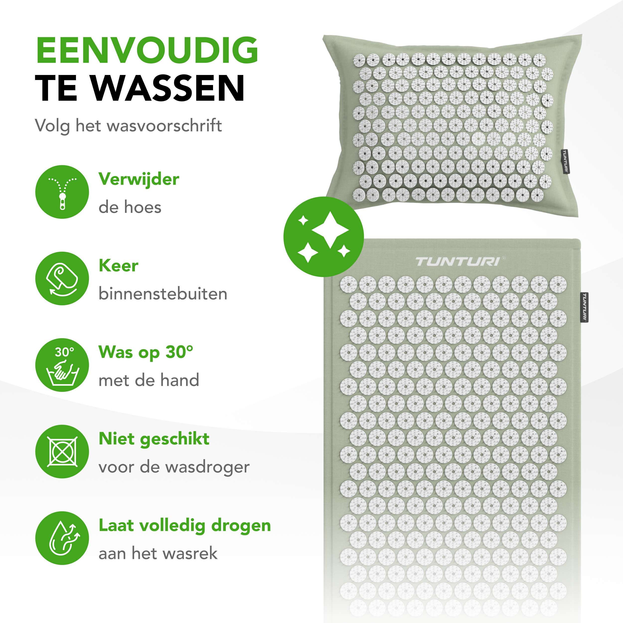 Tunturi Pro Acupressure Mat And Pillow, Mint afbeelding 4