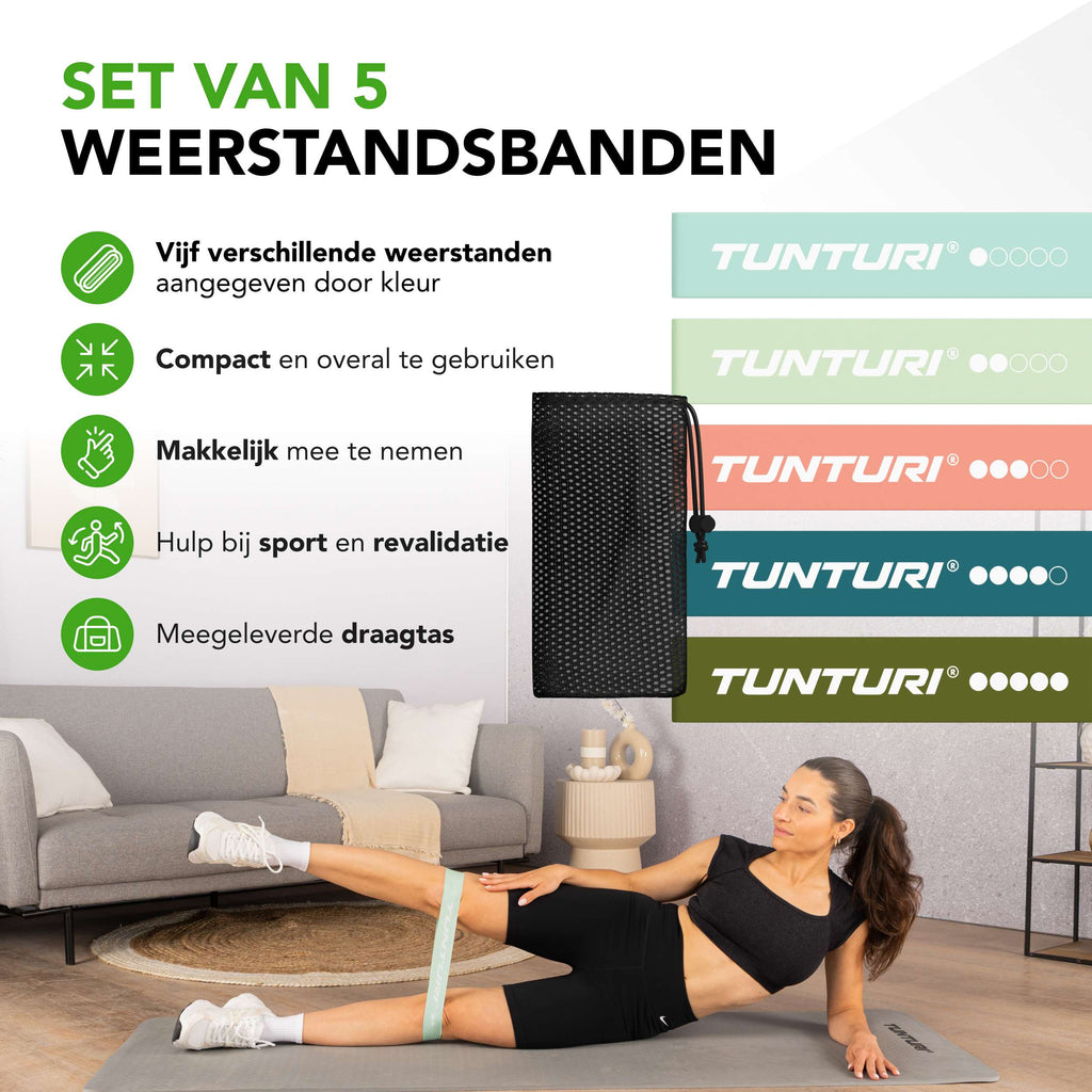 Tunturi Mini Resistance Band Set 5pcs afbeelding 2