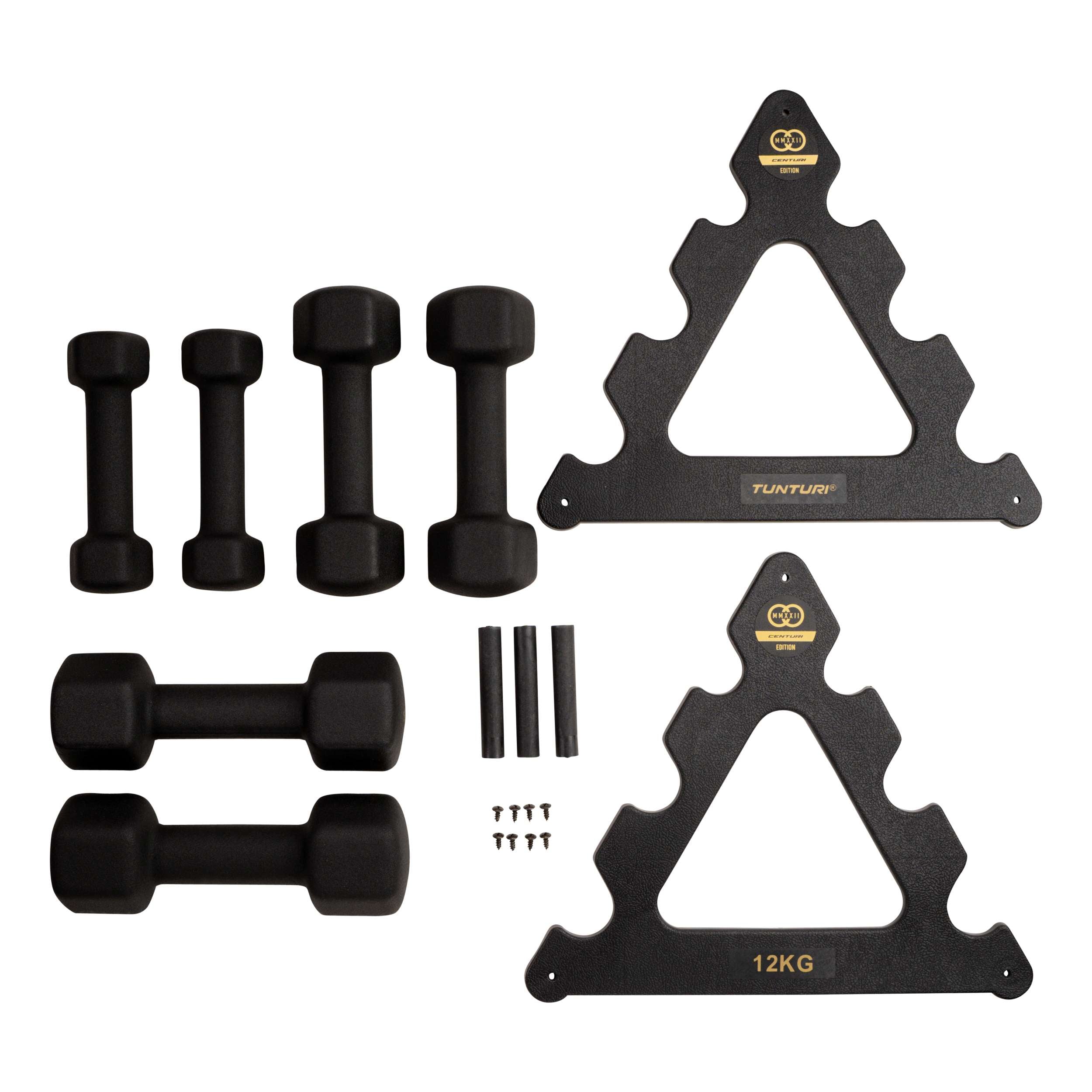 Tunturi Centuri Neopreen Dumbellset 3Prs+Stand afbeelding 2